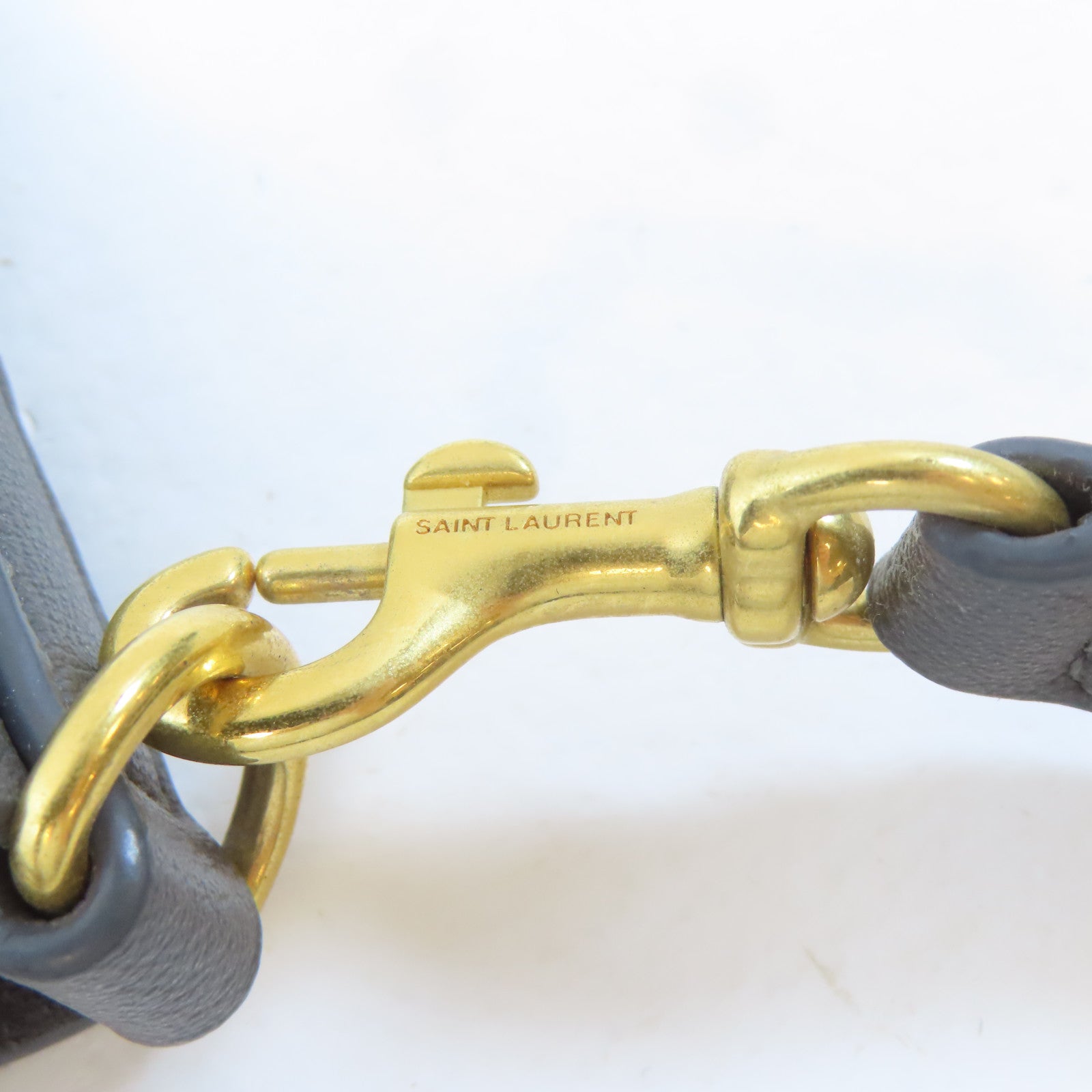SAINT LAURENT 牛皮皮革Shopping Saint Laurent Toy In Leather金扣手挽肩背兩用袋灰色