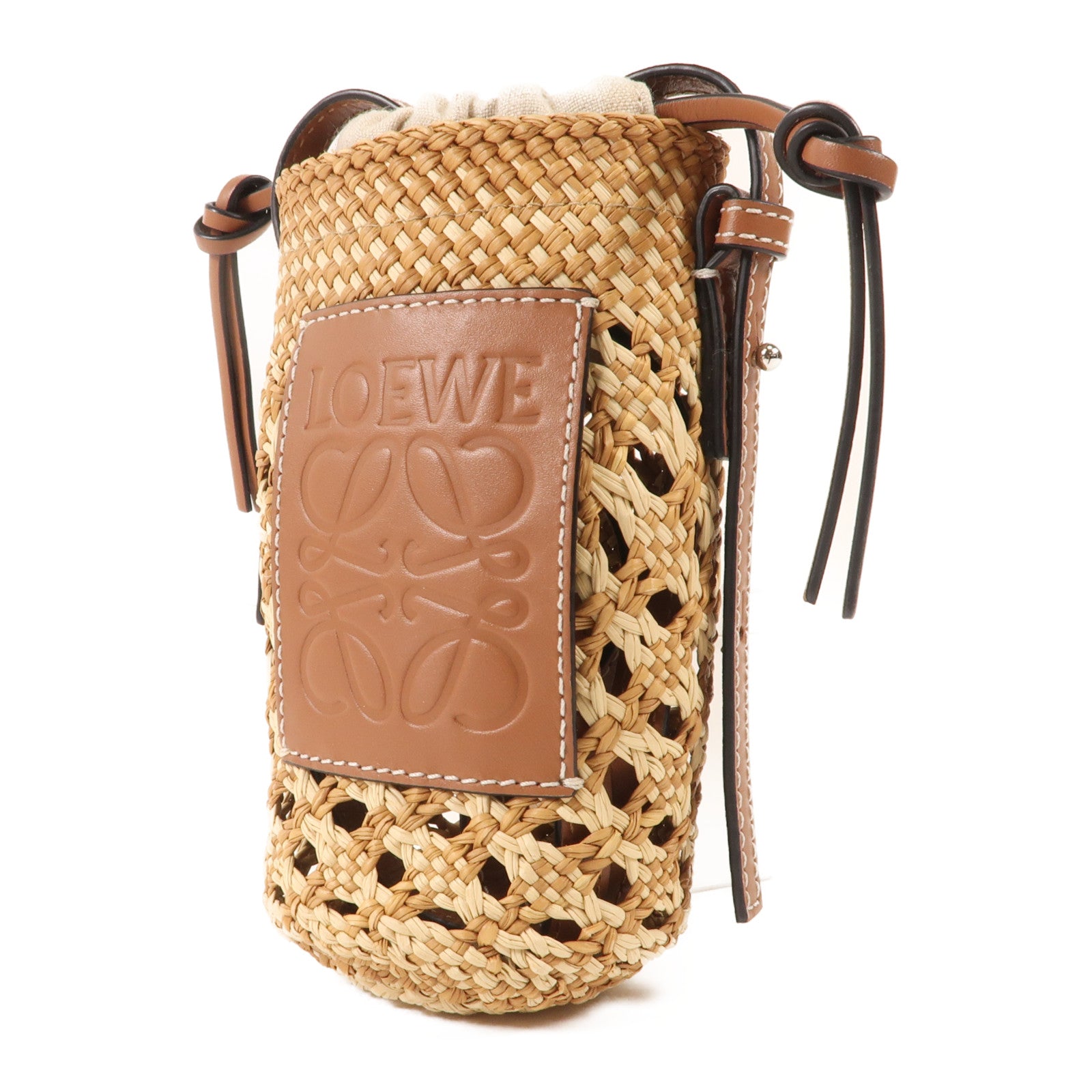 LOEWE 酒椰Cylinder Pocket Bag銀扣肩背袋