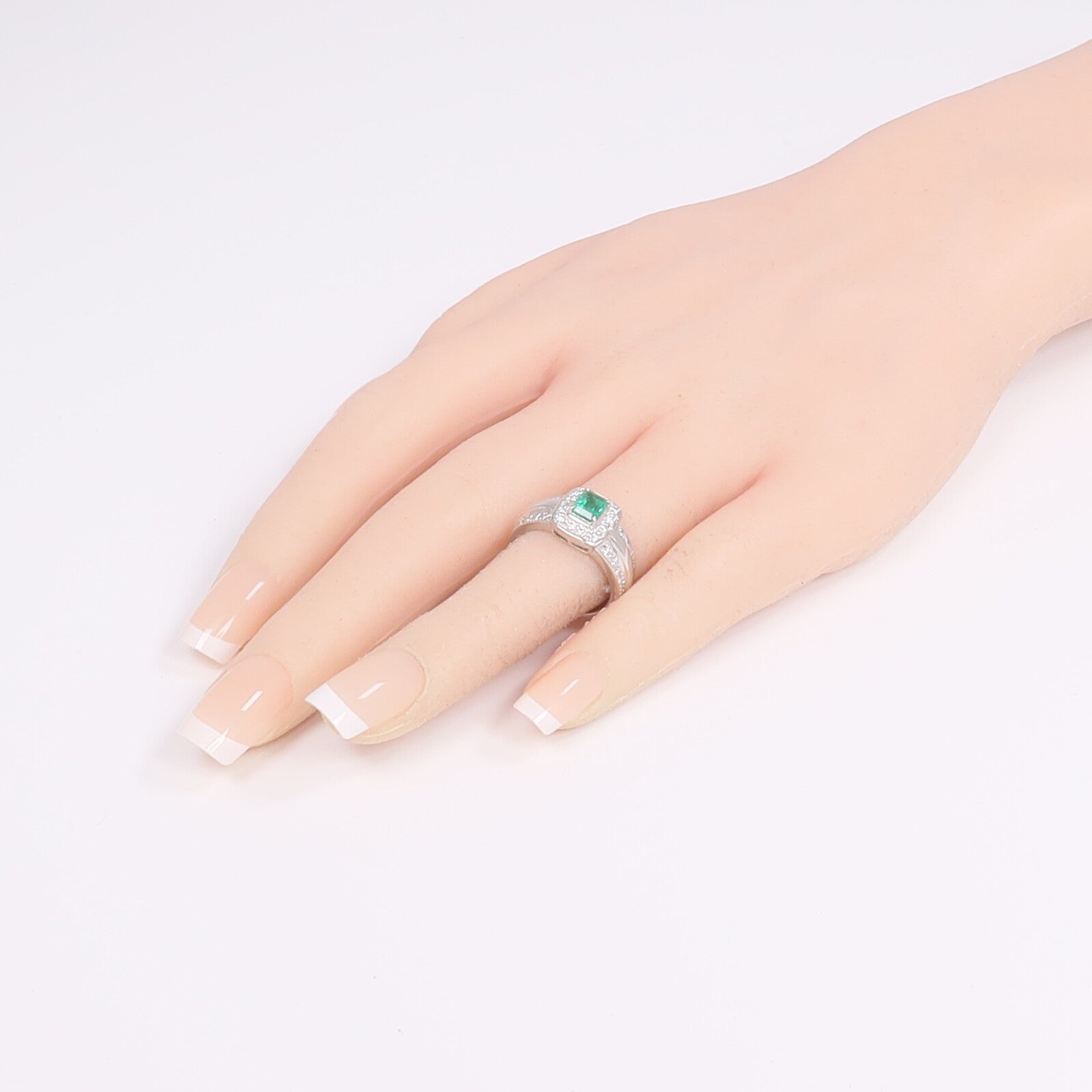 JEWELRY PT900鉑金Ring綠寶石/鑽石戒指