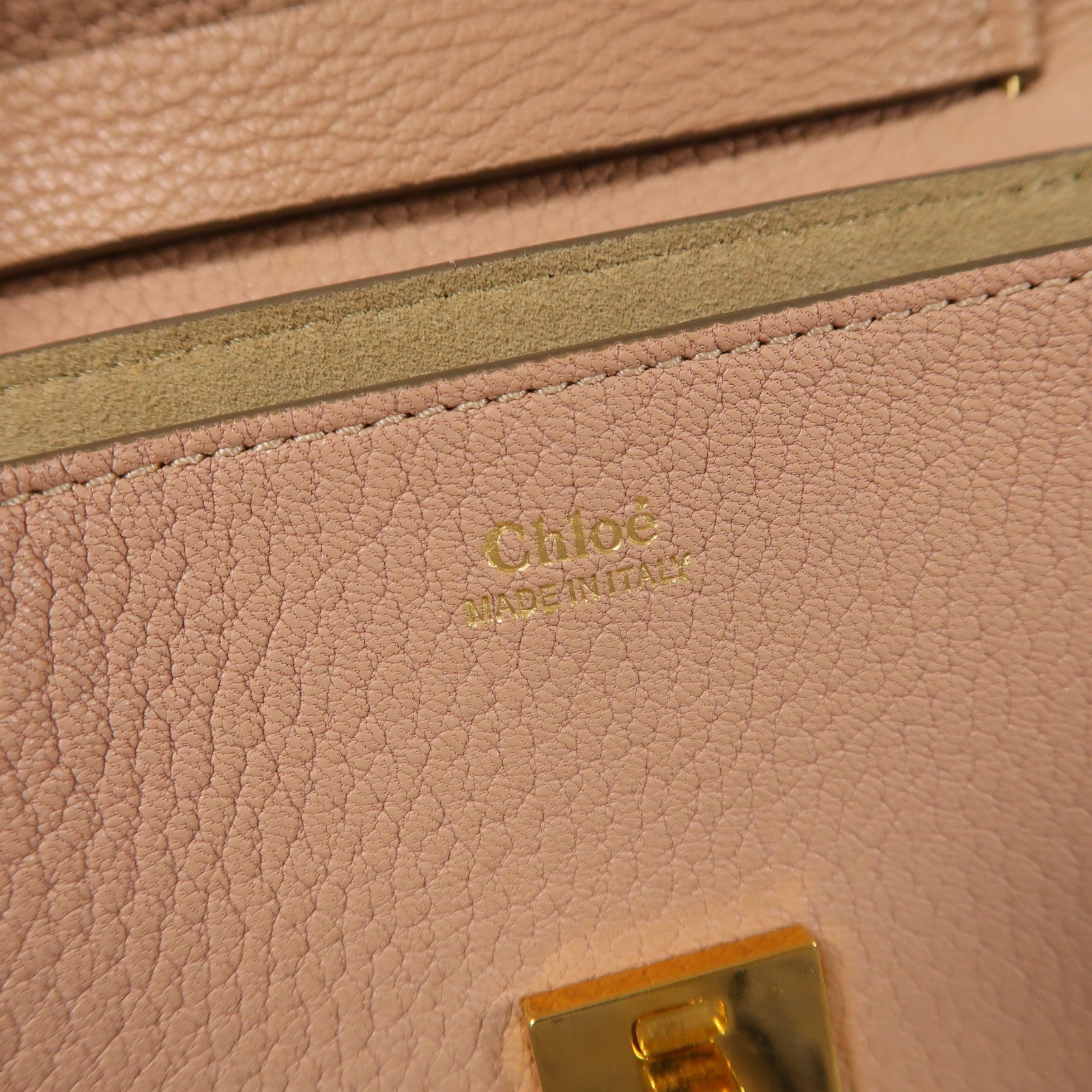 Chloe 牛皮皮革Drew Small Grain金扣鏈帶肩背袋粉紅色