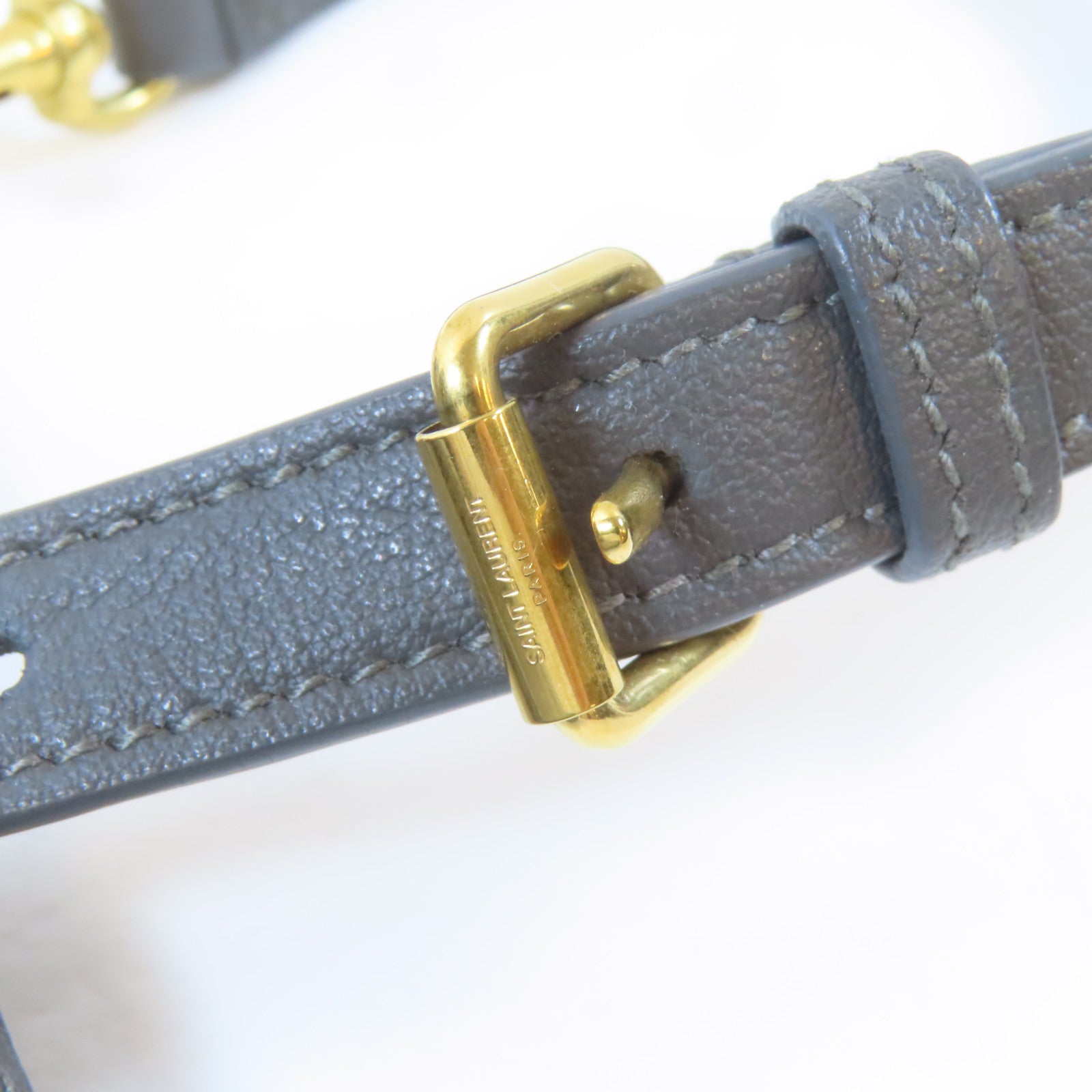 SAINT LAURENT 牛皮皮革Shopping Saint Laurent Toy In Leather金扣手挽肩背兩用袋灰色