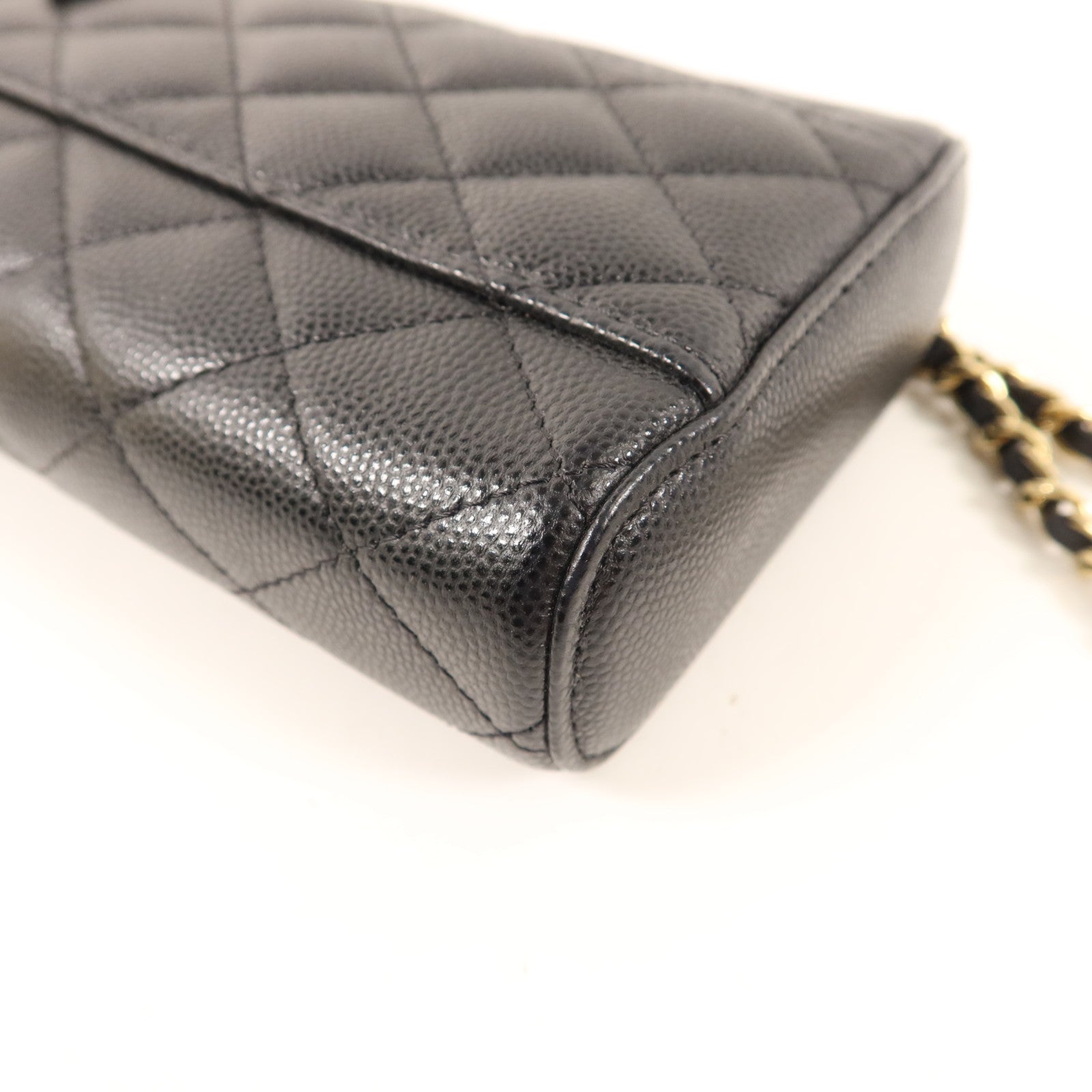 CHANEL 牛皮皮革Phone Case With Chain金扣鏈帶肩背袋