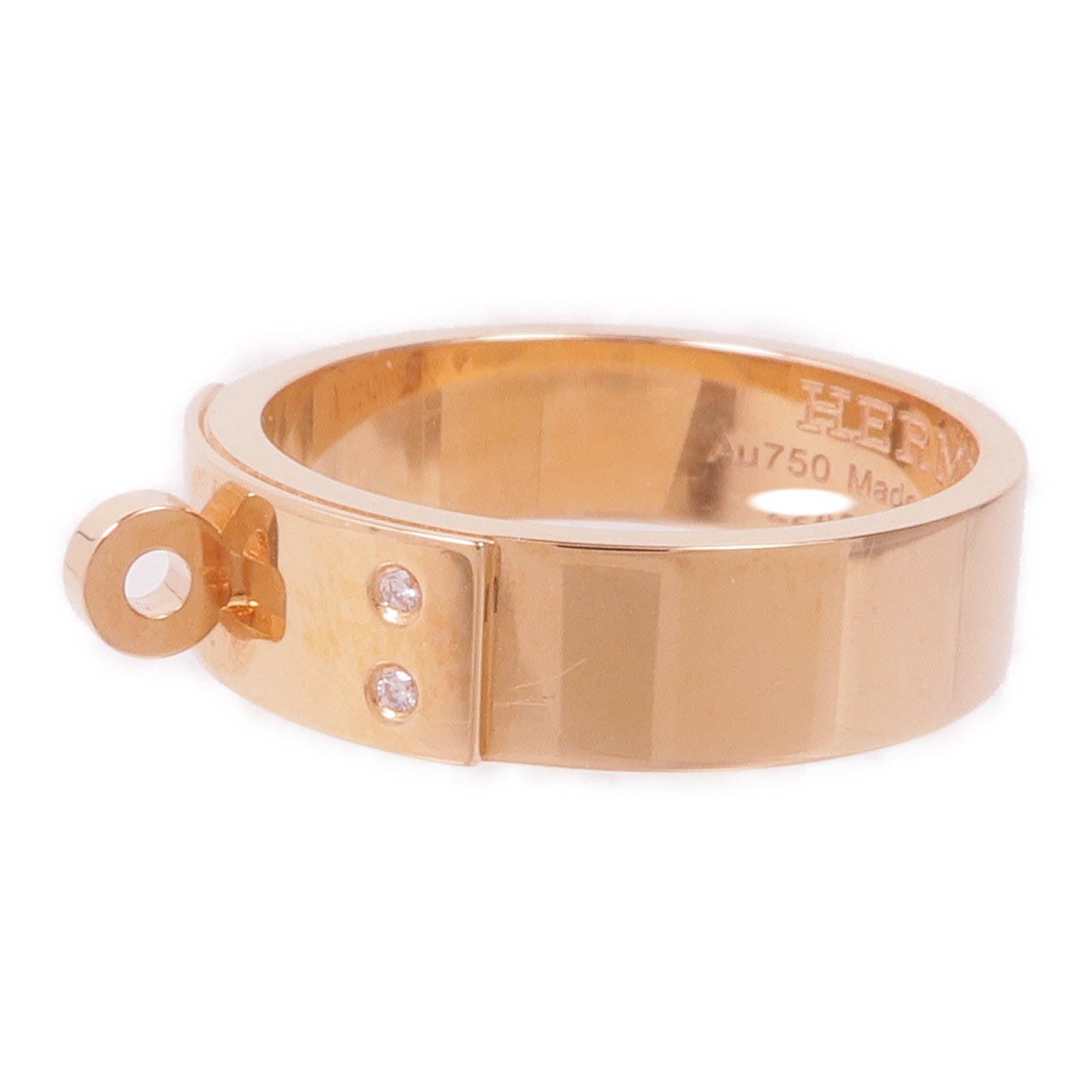 HERMES 18K玫瑰金Kelly Ring鑽石戒指Hermes#51/US#5.75