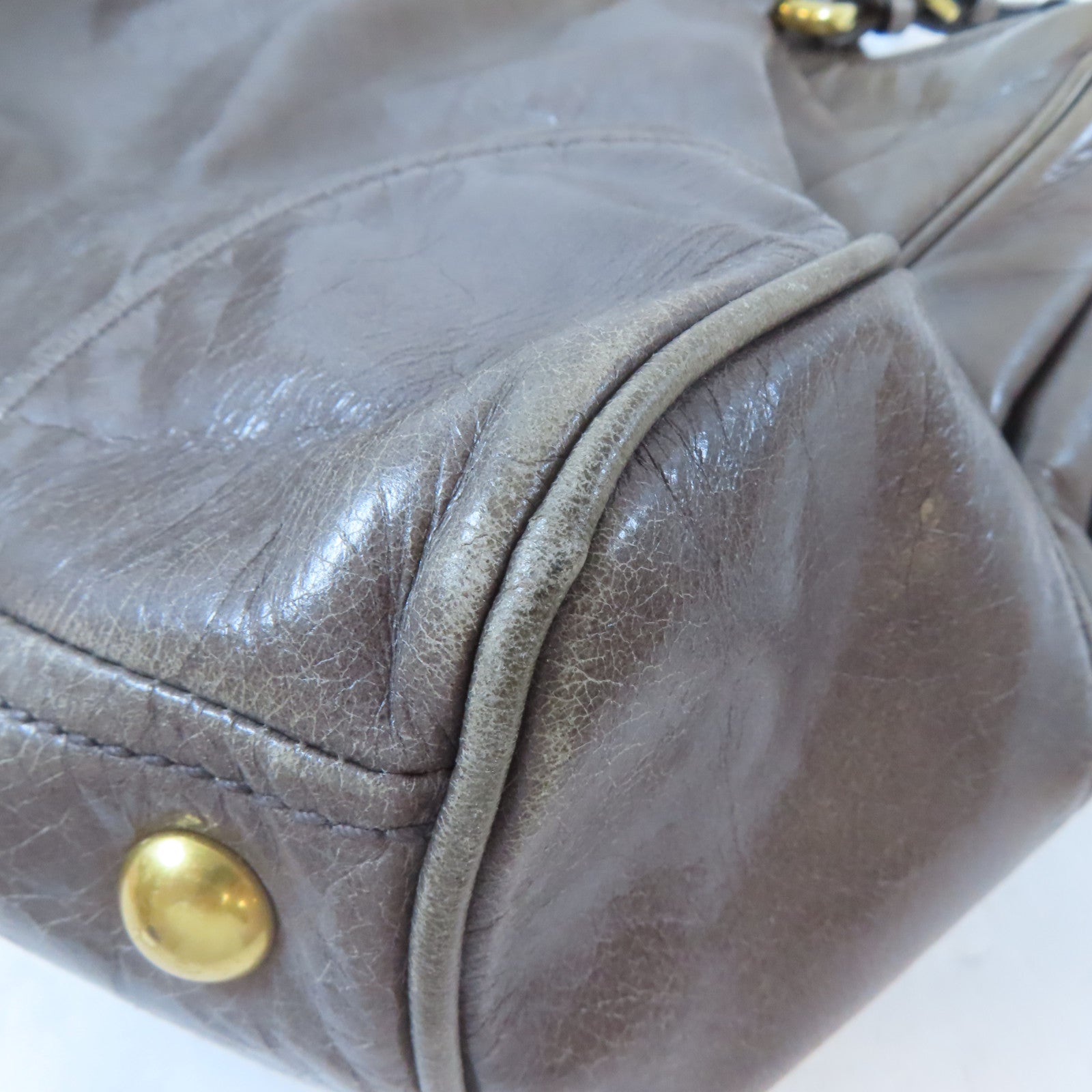 Miu Miu 牛皮皮革Shoulder Bag金扣手挽肩背兩用袋灰色