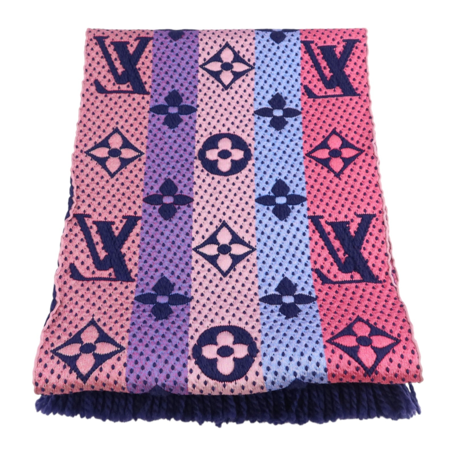 LOUIS VUITTON 羊毛/絲質Echarpe Logomania Rainbow Scarf圍巾