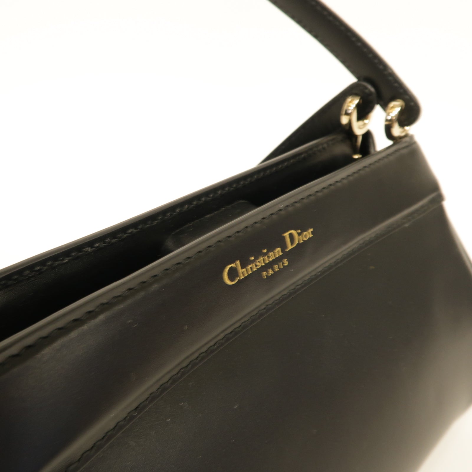 Dior 【激減優惠】牛皮皮革Small Key Bag金扣手挽袋黒色