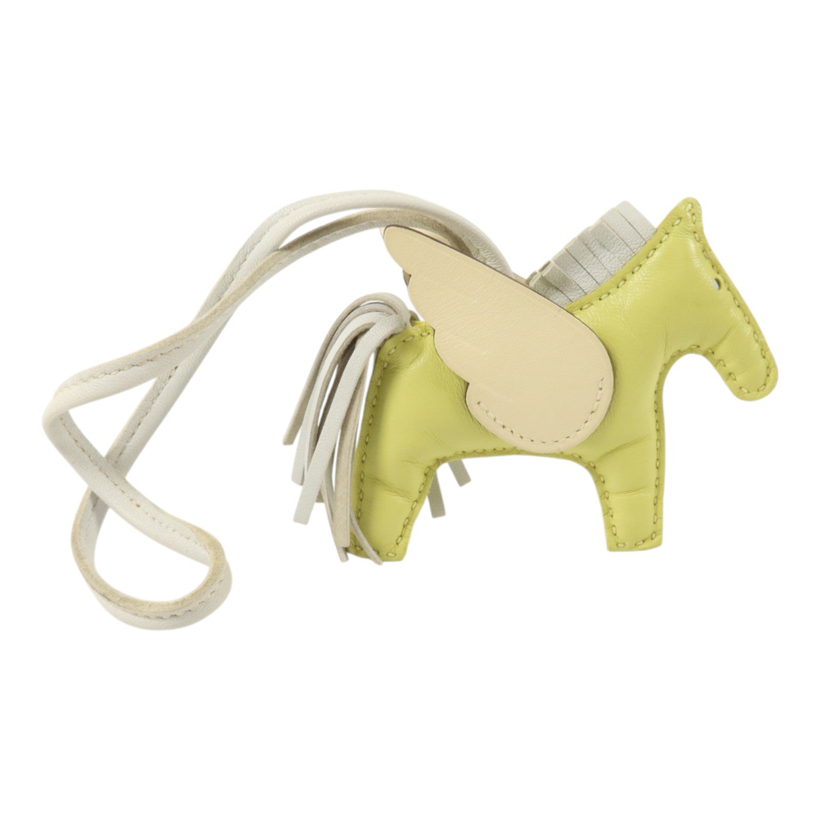 HERMES Milo皮革Redeo Pegase PM掛飾Jaune Bourgeon/Brume/Nata