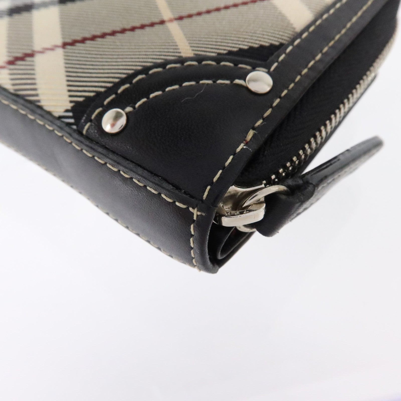BURBERRY 帆布/牛皮皮革Wallet銀扣錢包