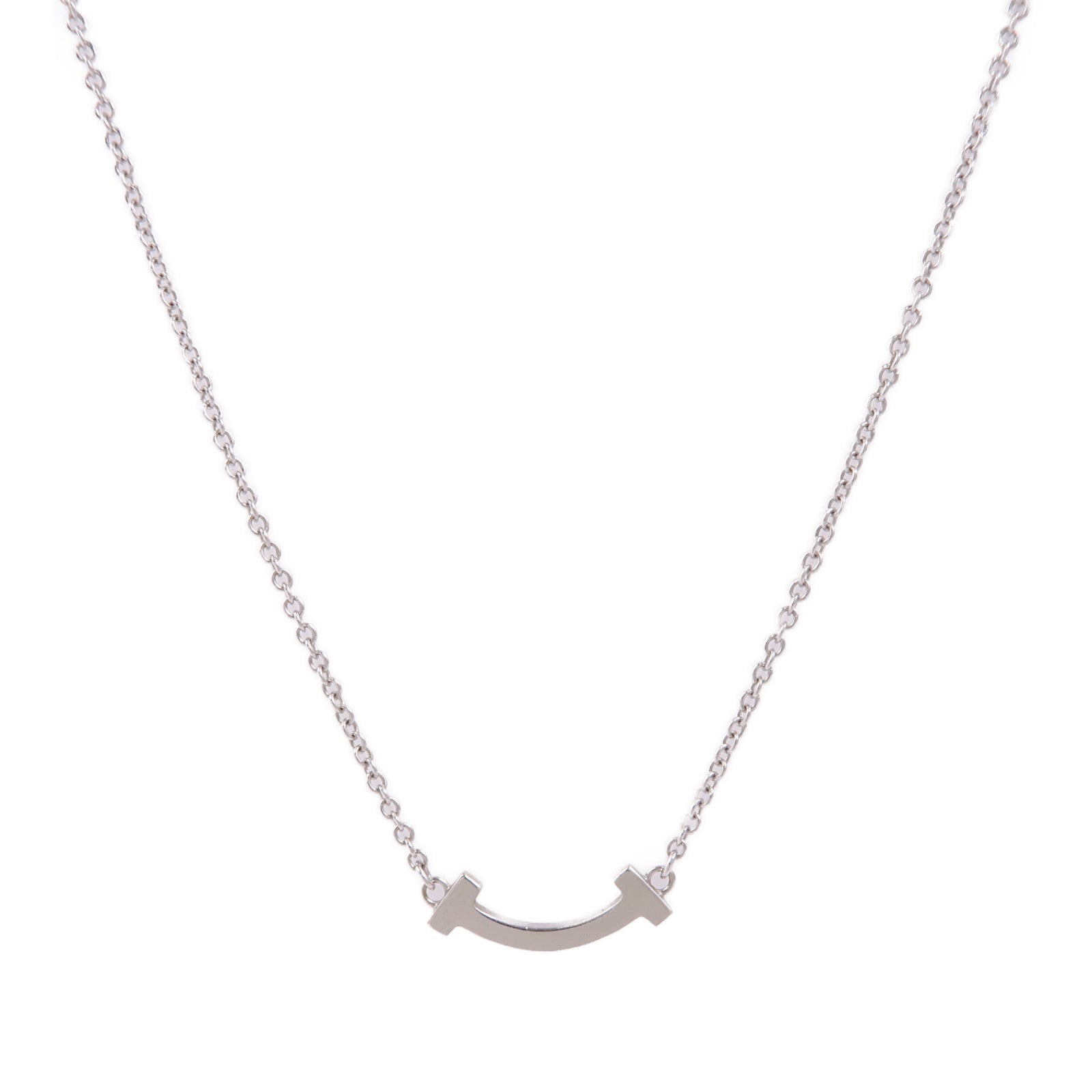TIFFANY＆CO 18K白金T Smile Necklace項鍊