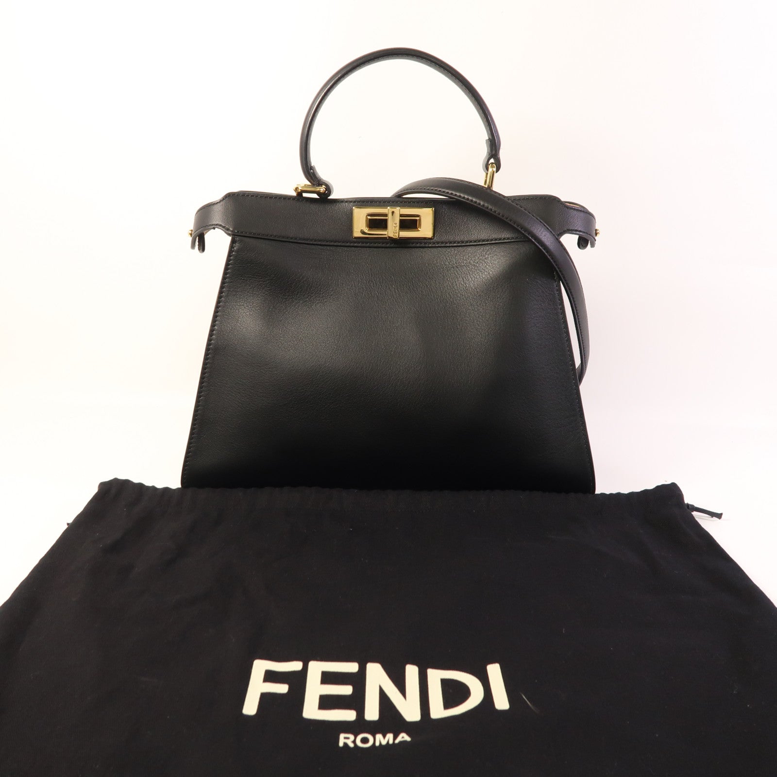 FENDI 牛皮皮革Peekaboo I See U Medium金扣手挽肩背兩用袋