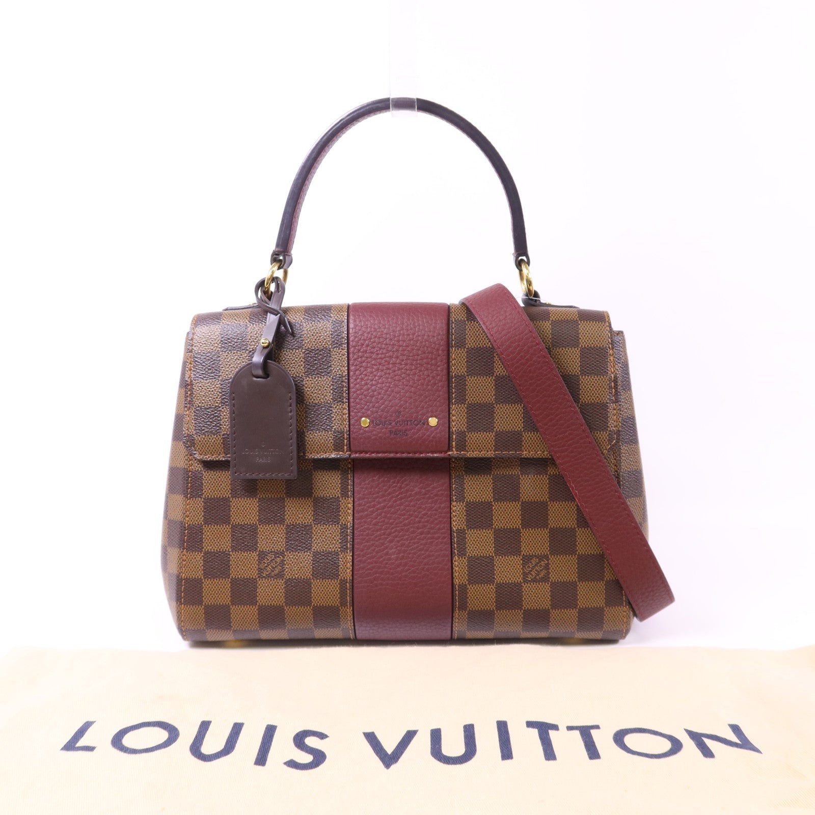 LOUIS VUITTON Damier Bond Street Magnolia金扣手挽肩背兩用袋