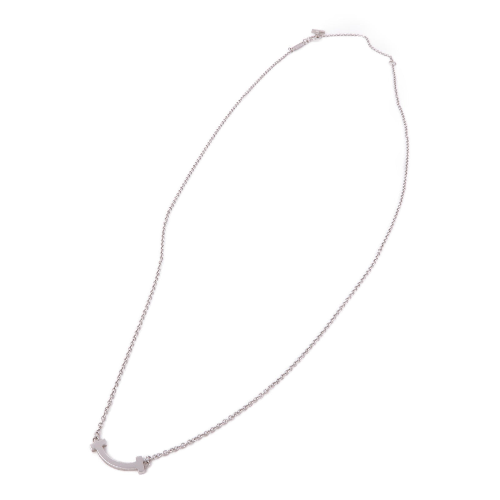 TIFFANY＆CO 18K白金T Smile Necklace項鍊
