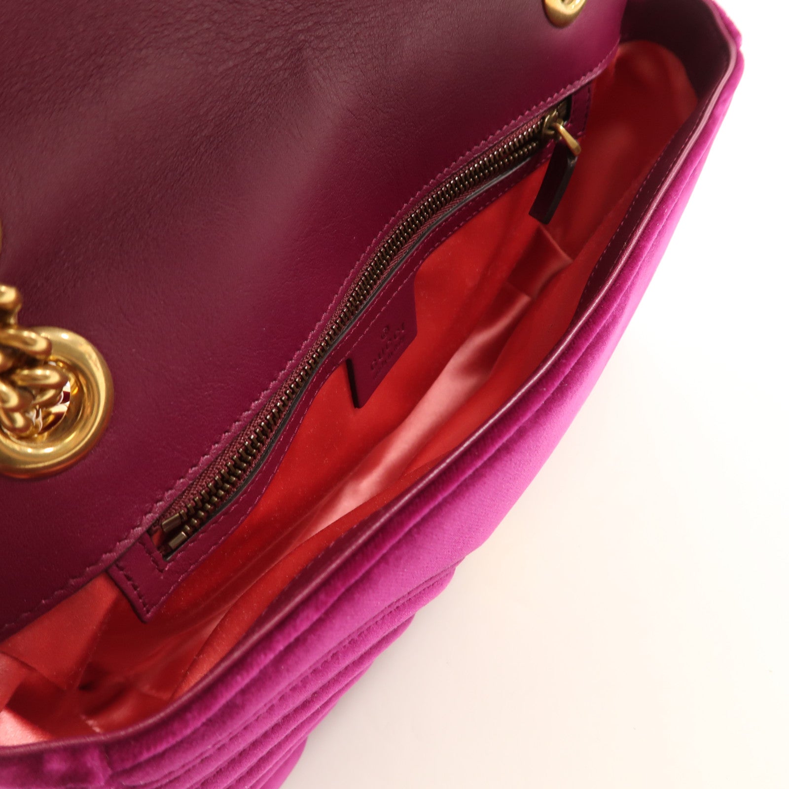 GUCCI GG GHW Marmont Chain Shoulder Bag Velvet 443497 Purple