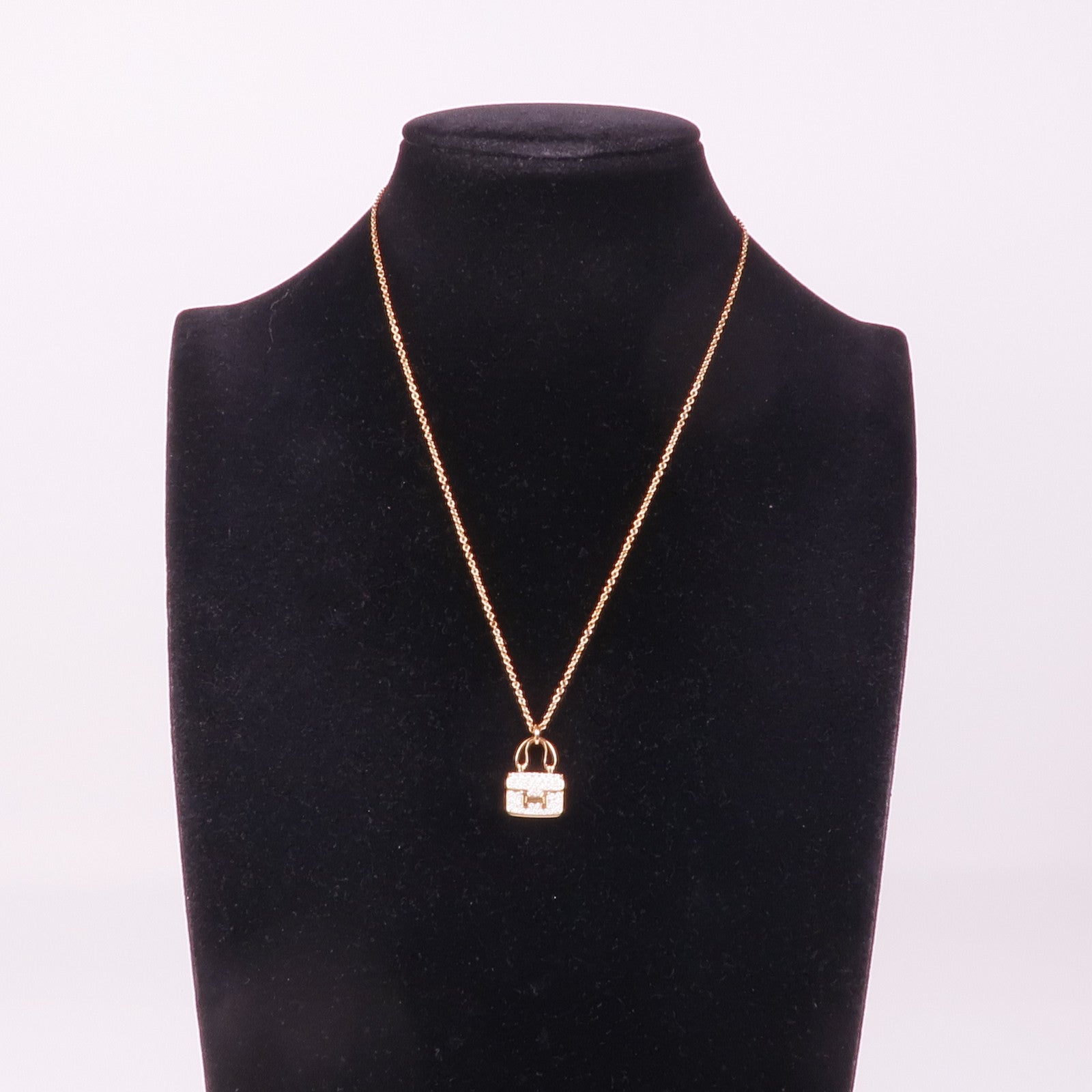 HERMES 18K玫瑰金Amulettes Constance Pendant鑽石項鍊