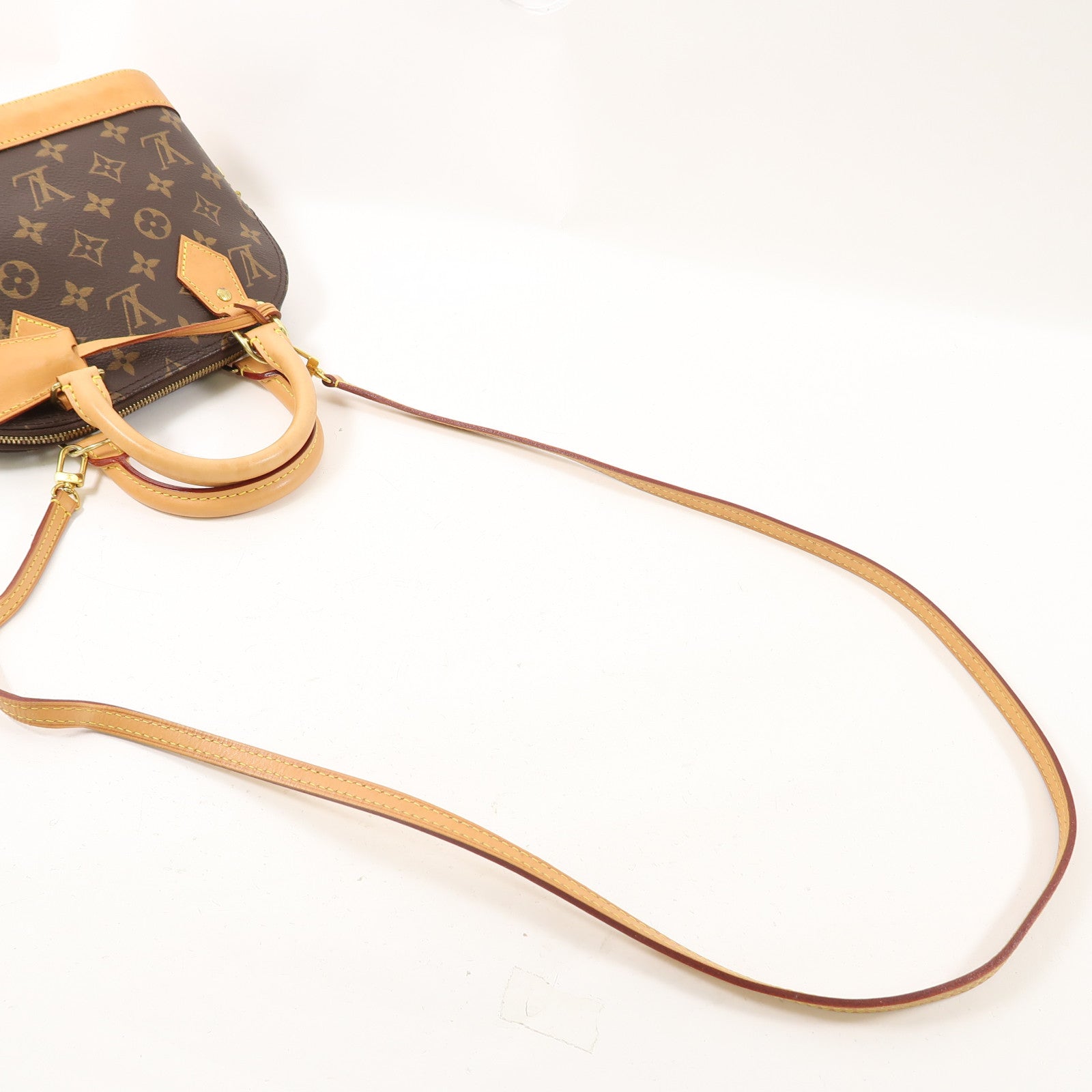 LOUIS VUITTON Monogram Alma BB金扣手挽肩背兩用袋棕色