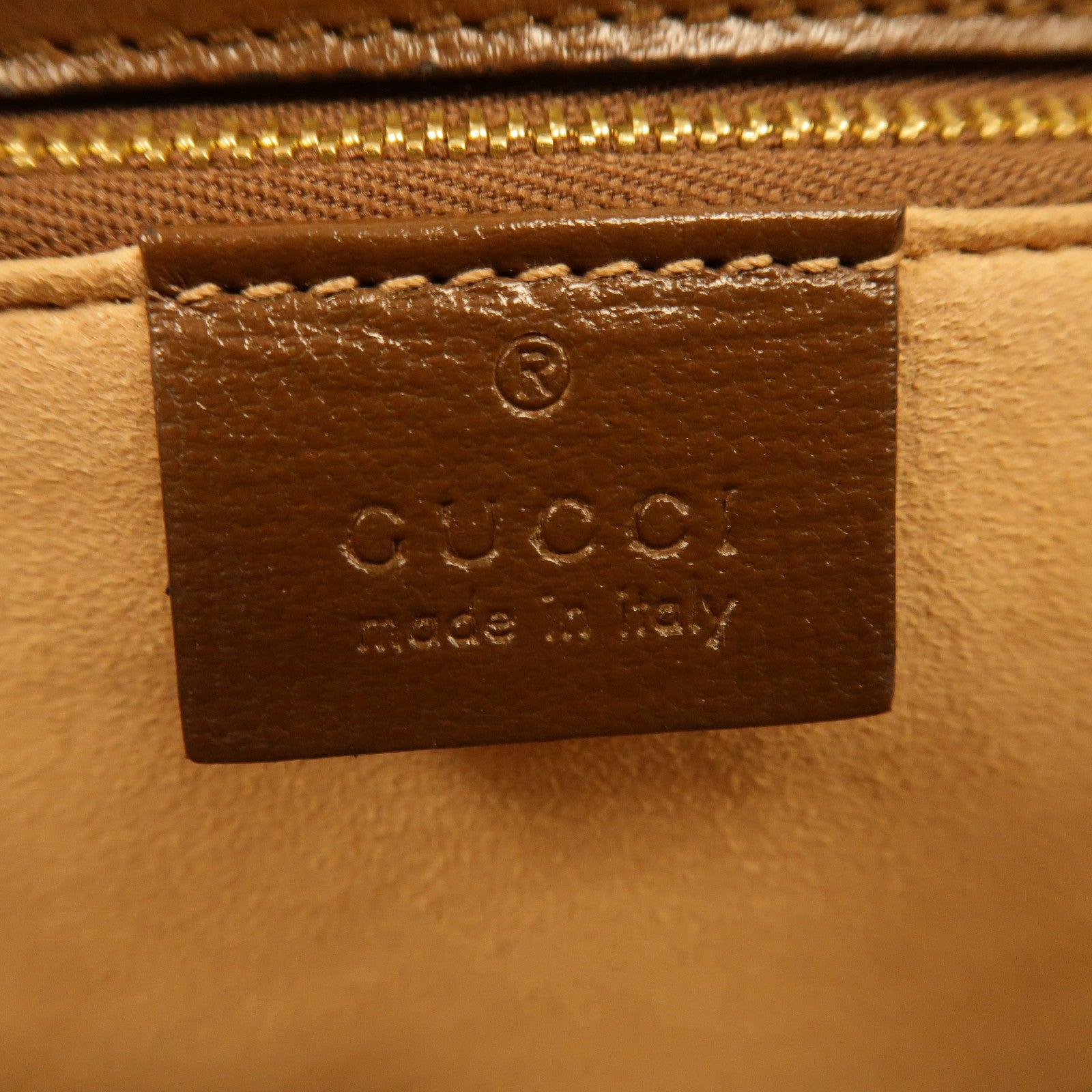 GUCCI 塗層帆布Housebit 1955金扣肩背袋啡色
