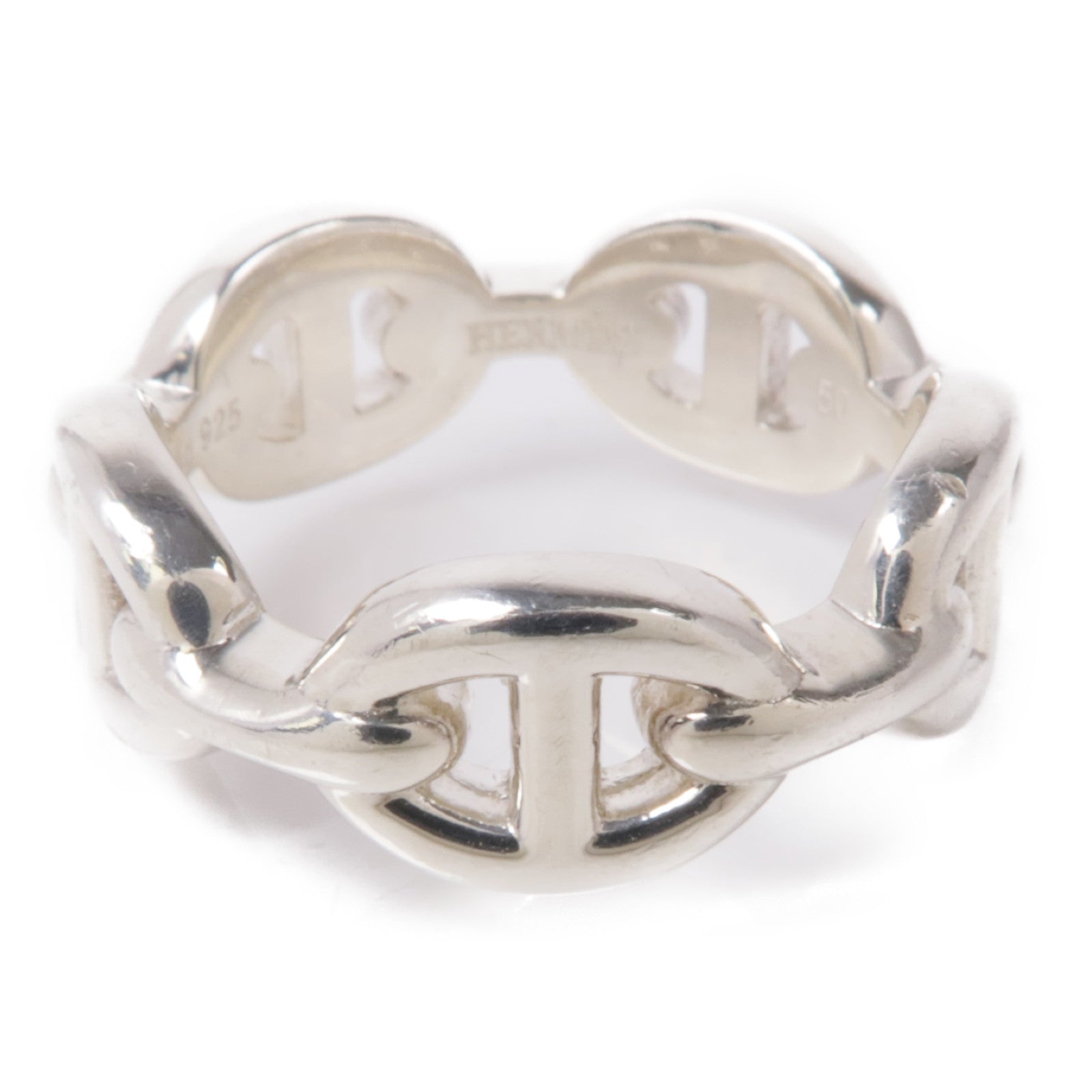 HERMES 925純銀Chaine D'ancre Enchainee Ring戒指Hermes#50/US#5.25