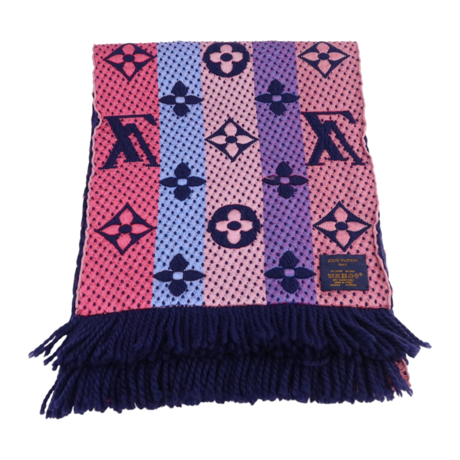 LOUIS VUITTON 羊毛/絲質Echarpe Logomania Rainbow Scarf圍巾