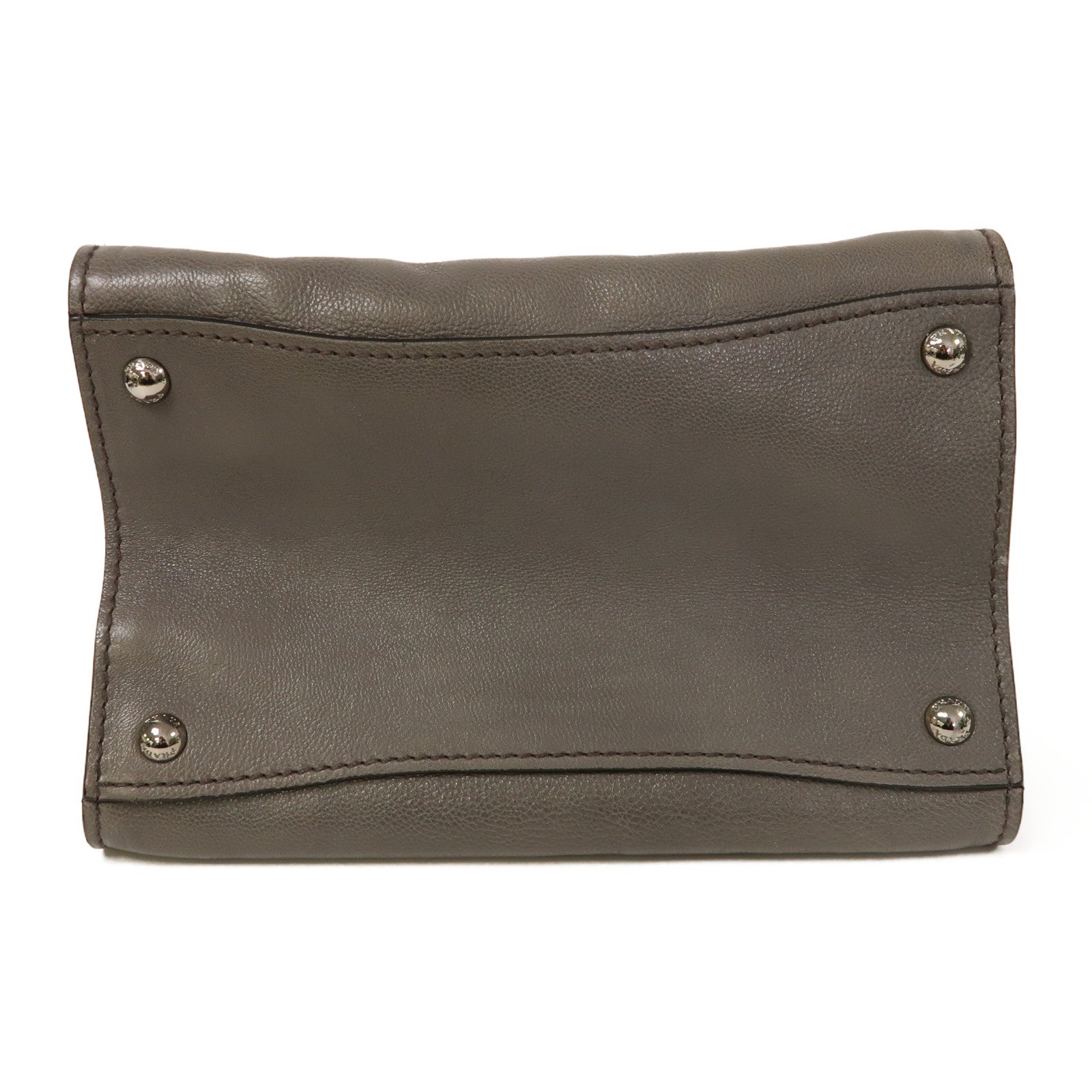 PRADA 牛皮皮革Shoulder Bag銀扣手挽肩背兩用袋灰色