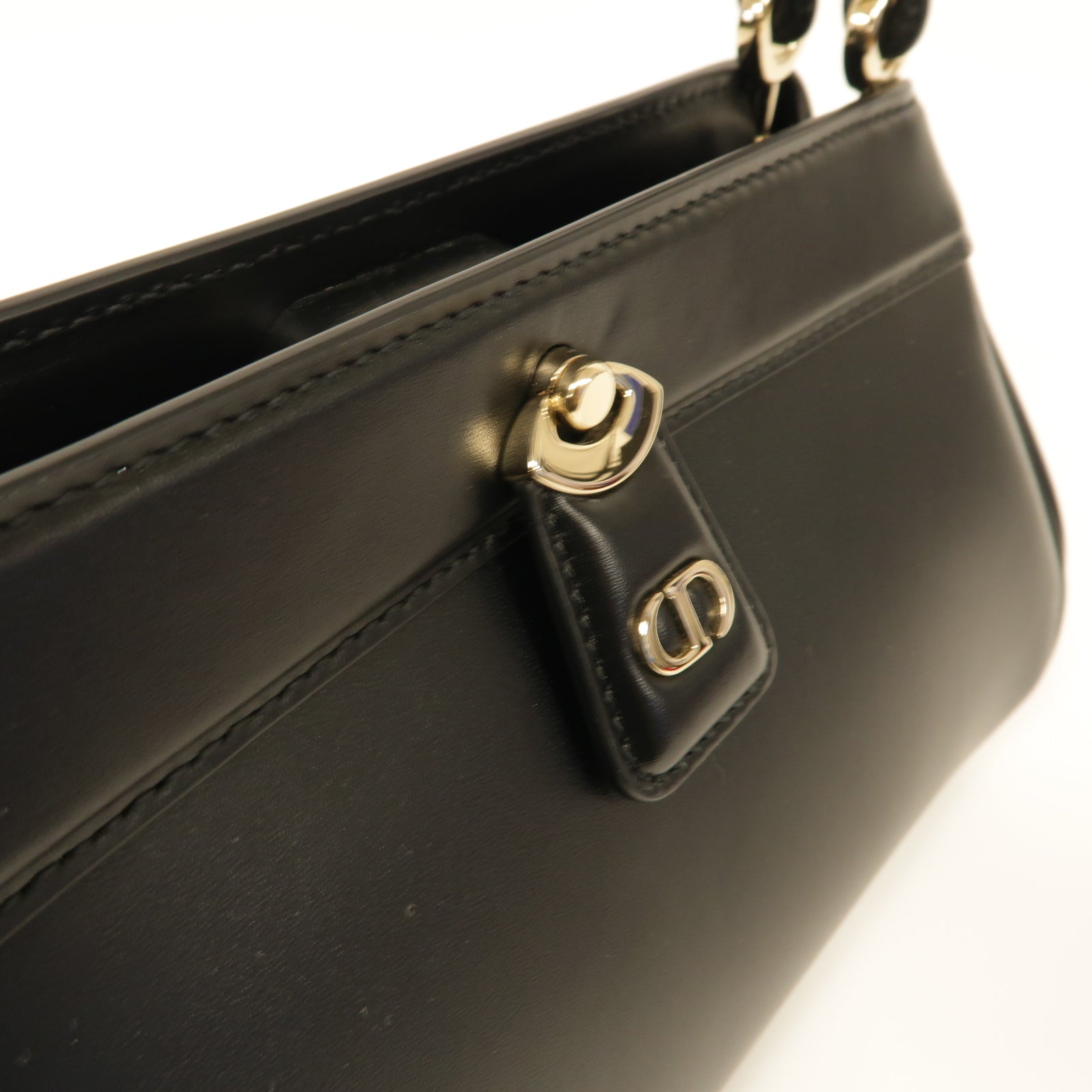 Dior 【激減優惠】牛皮皮革Small Key Bag金扣手挽袋黒色
