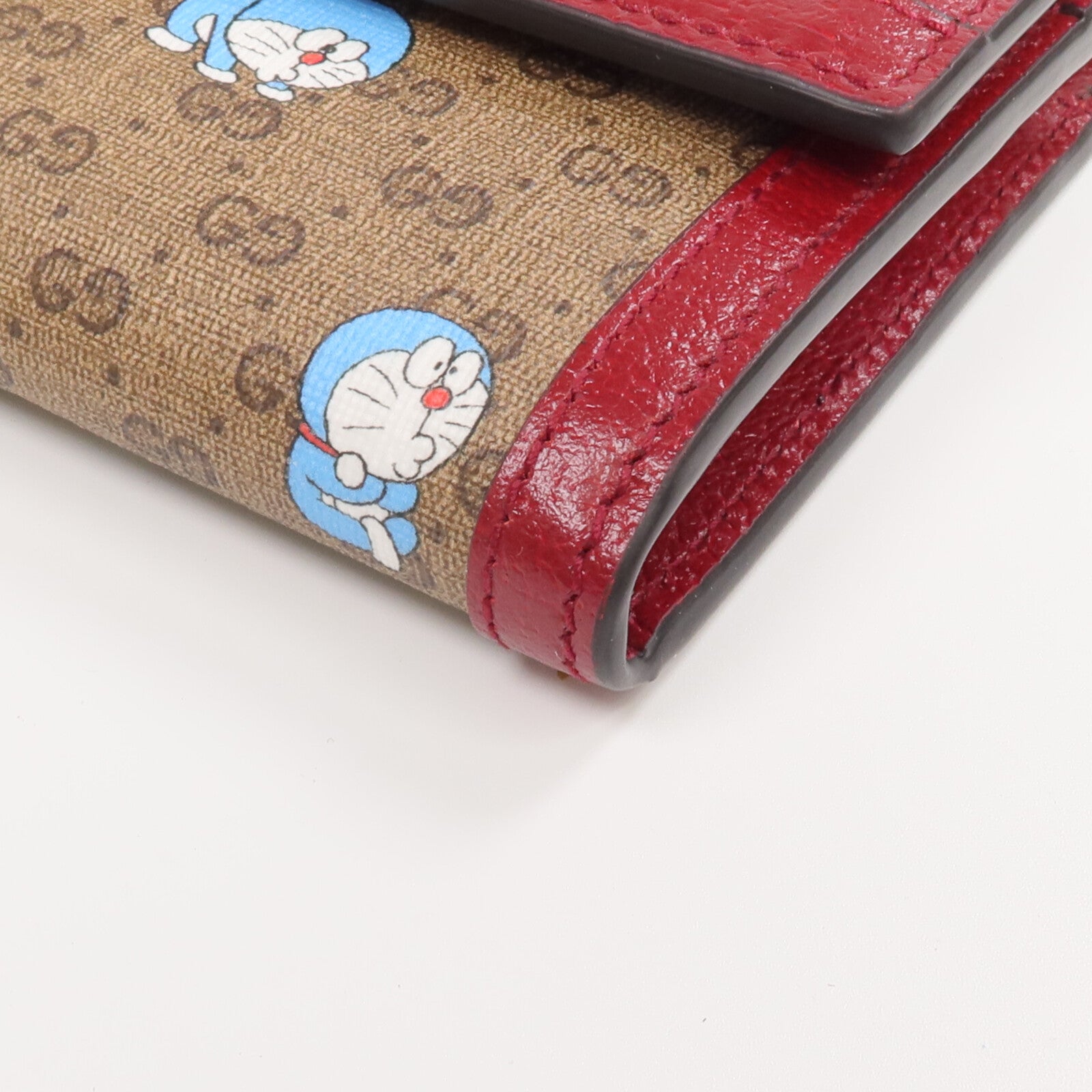 GUCCI 塗層帆布/牛皮皮革Gucci x Doraemon金扣長錢包