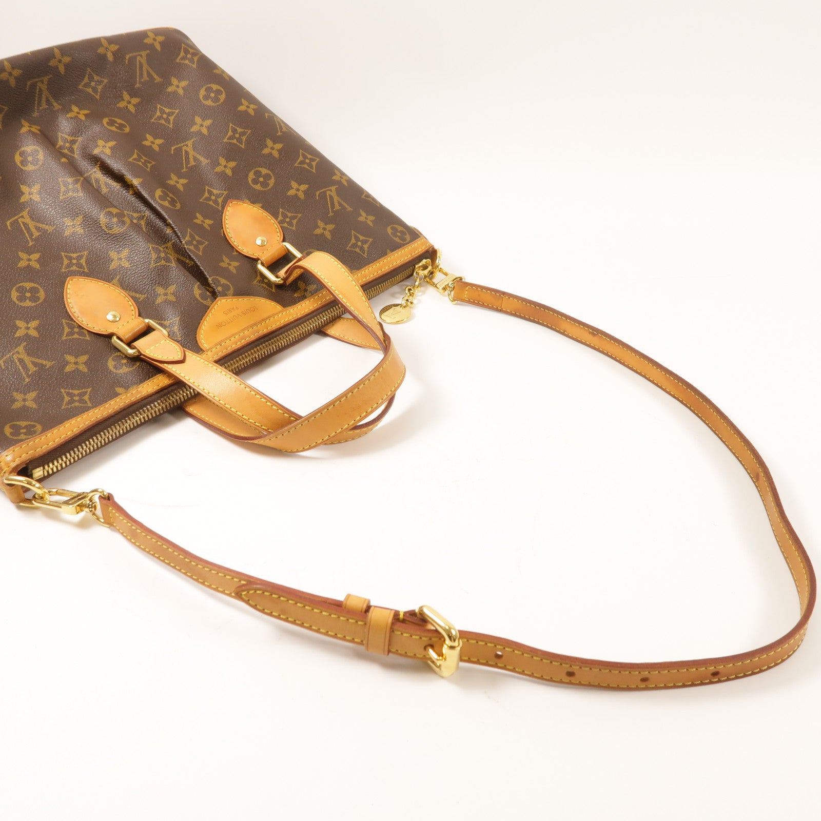 LOUIS VUITTON Monogram Palermo PM金扣手挽肩背兩用袋棕色