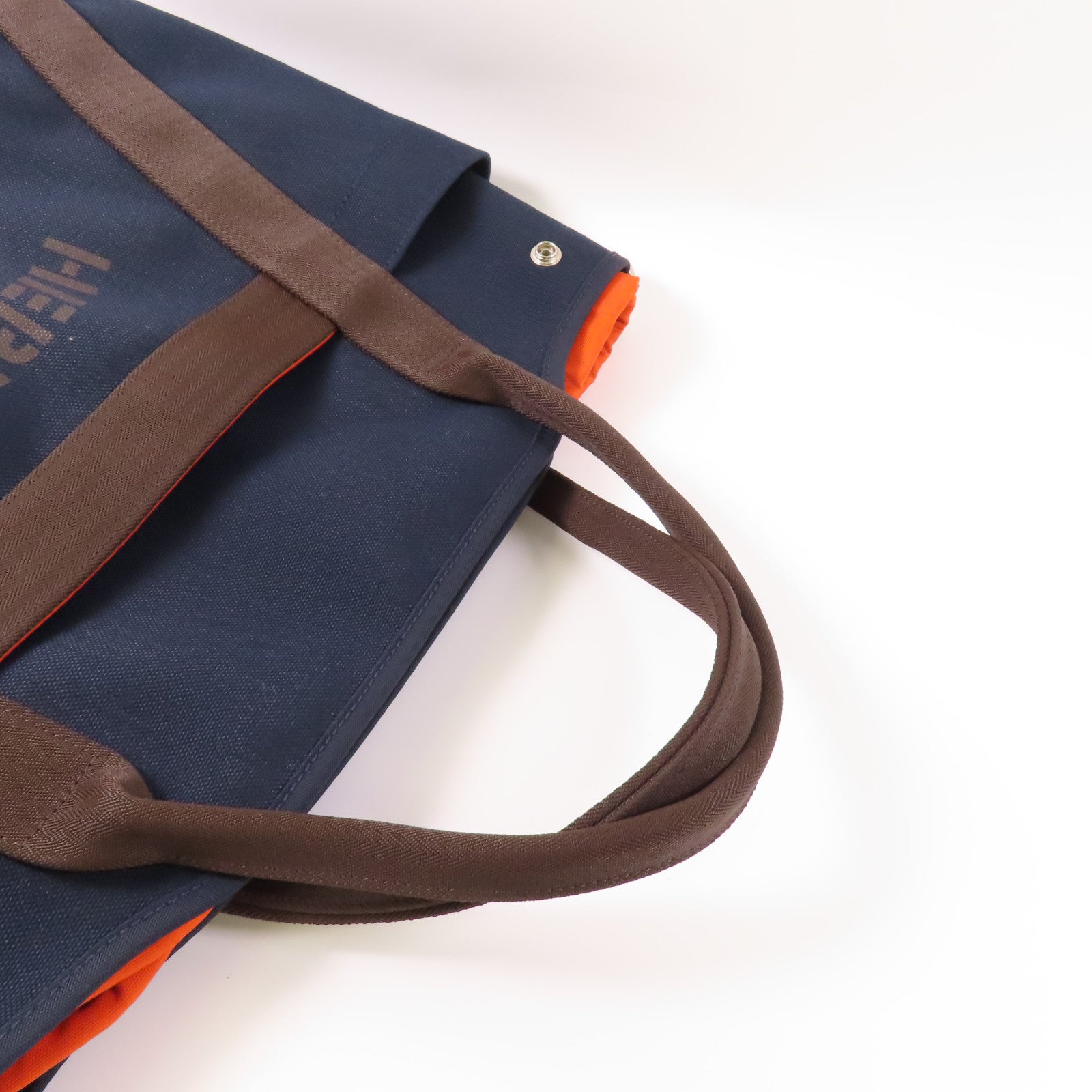HERMES 帆布The Grooming Bag銀扣手挽肩背兩用袋Navy/Feu