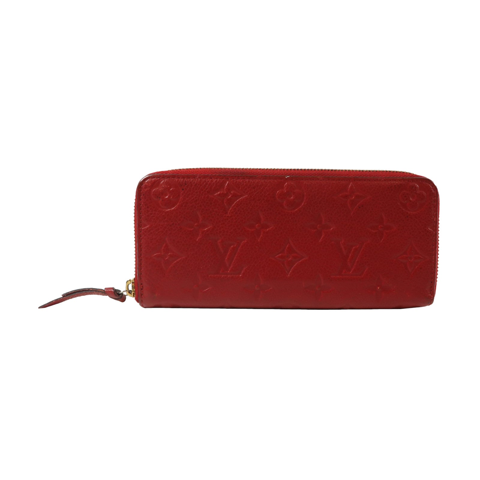 LOUIS VUITTON Monogram Empreinte Portofeuil Clemence Wallet金扣長錢包紅色