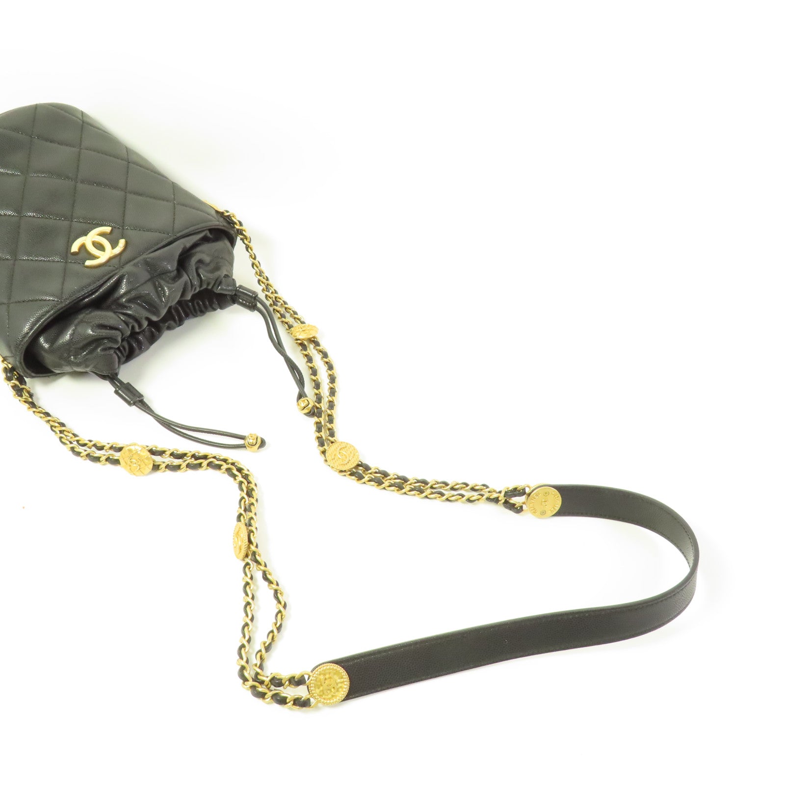 CHANEL 牛皮皮革Small Bucket Bag金扣肩背袋