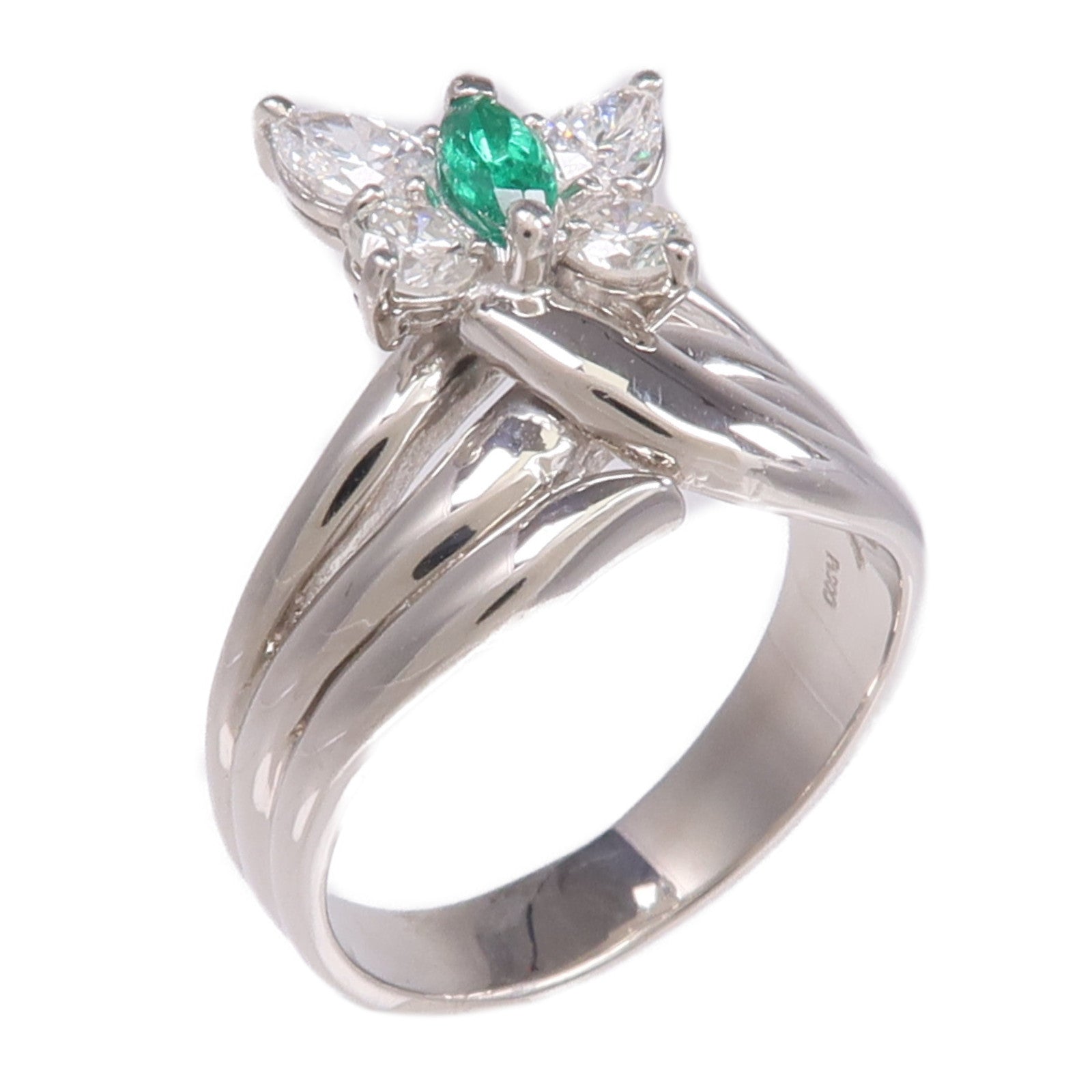 JEWELRY PT900鉑金Emerald Diamond Ring綠寶石/鑽石戒指
