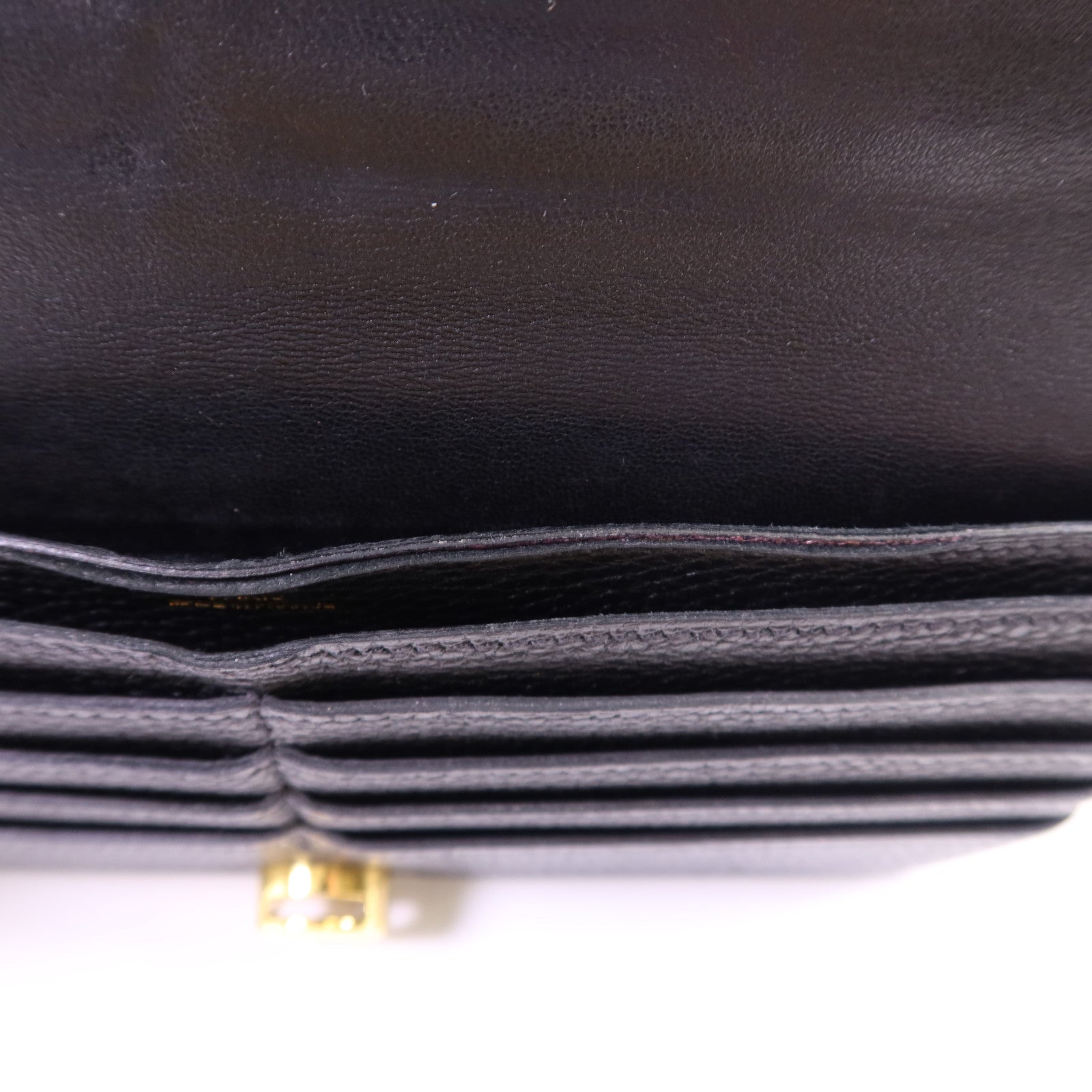 HERMES Clemence皮革Dogon Wallet金扣長錢包Noir