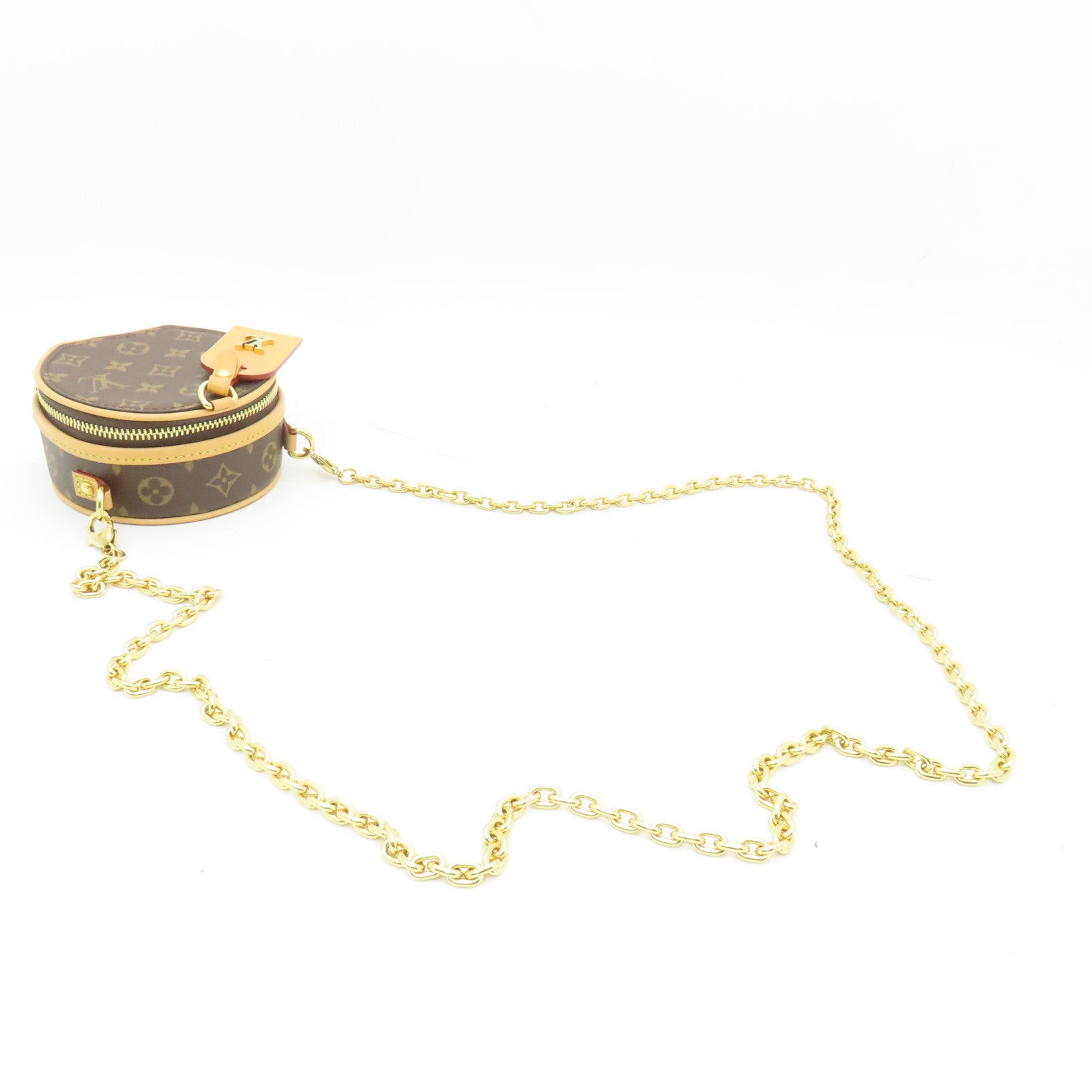 LOUIS VUITTON 【激減優惠】Monogram Boite Chapeau Necklace金扣鏈帶肩背袋棕色