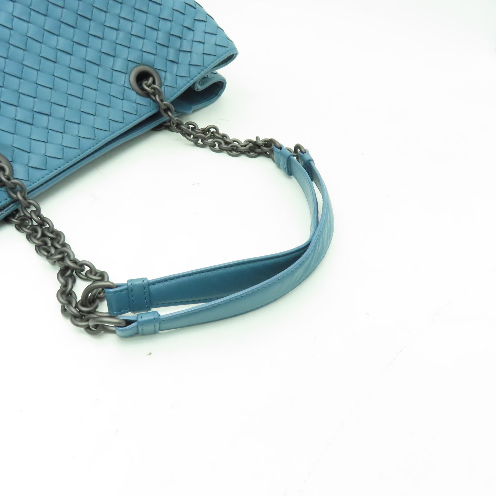 BOTTEGA VENETA 【清倉大減價】羊皮皮革Shoulder Bag鏈帶肩背袋藍色