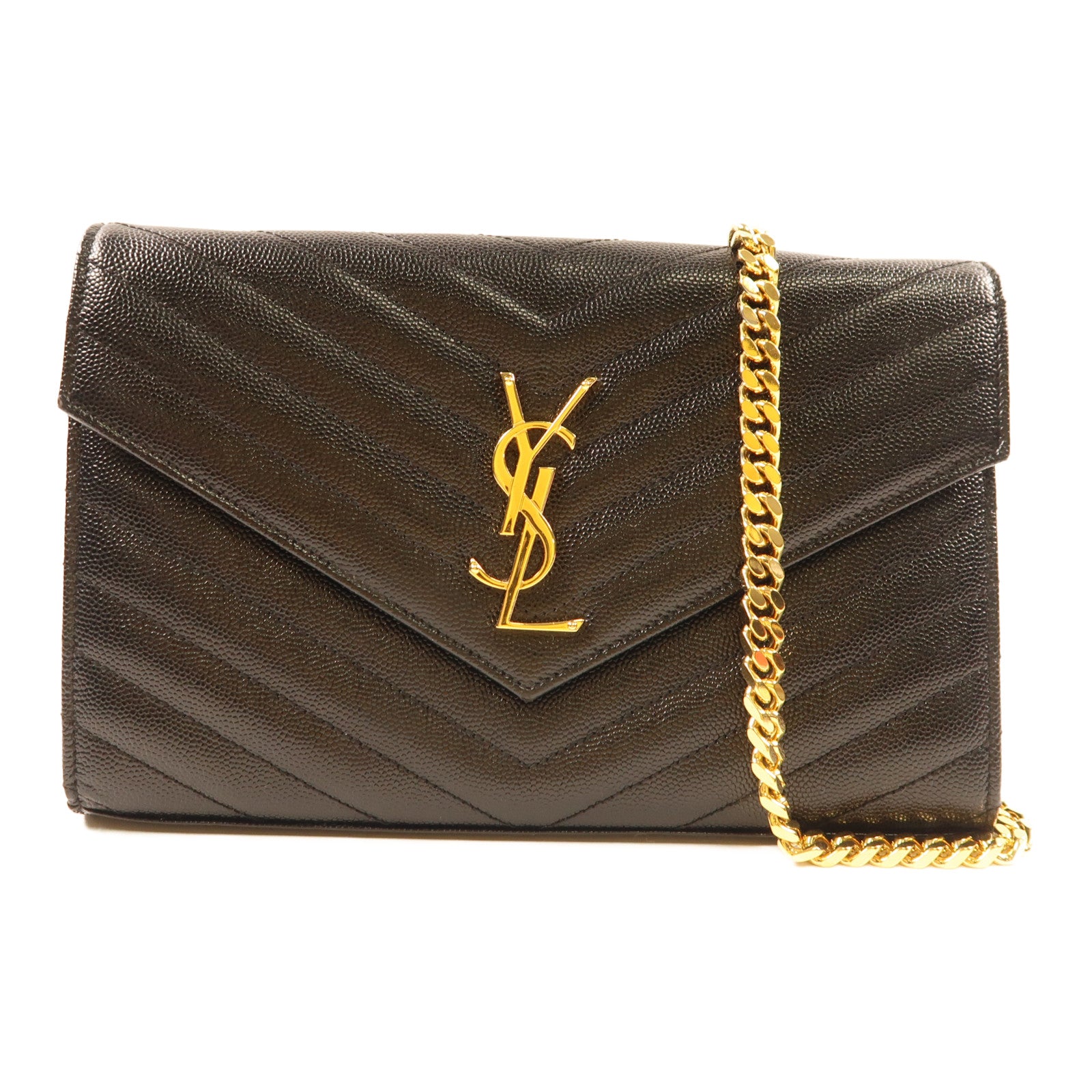 SAINT LAURENT 牛皮皮革Chain Shoulder金扣鏈帶肩背袋