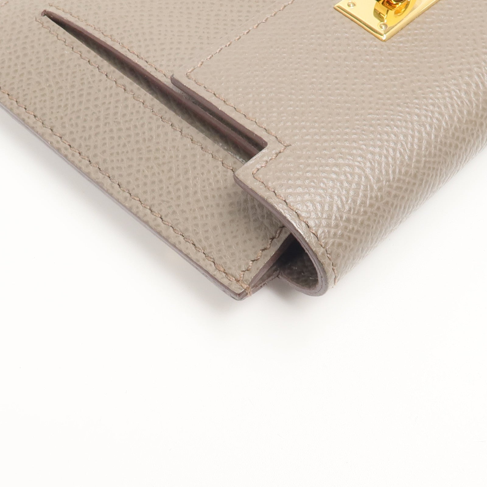 HERMES Epsom皮革Kelly Pocket零錢包Etoupe