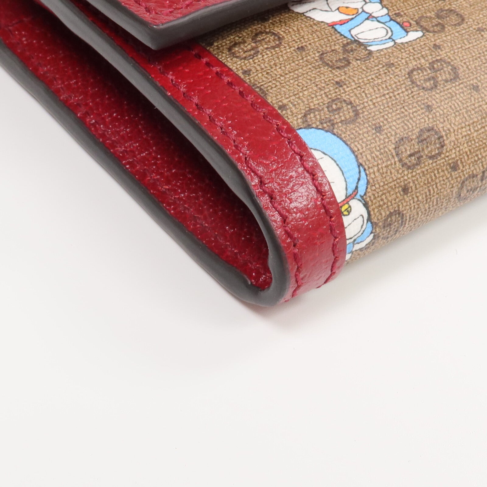 GUCCI 塗層帆布/牛皮皮革Gucci x Doraemon金扣長錢包