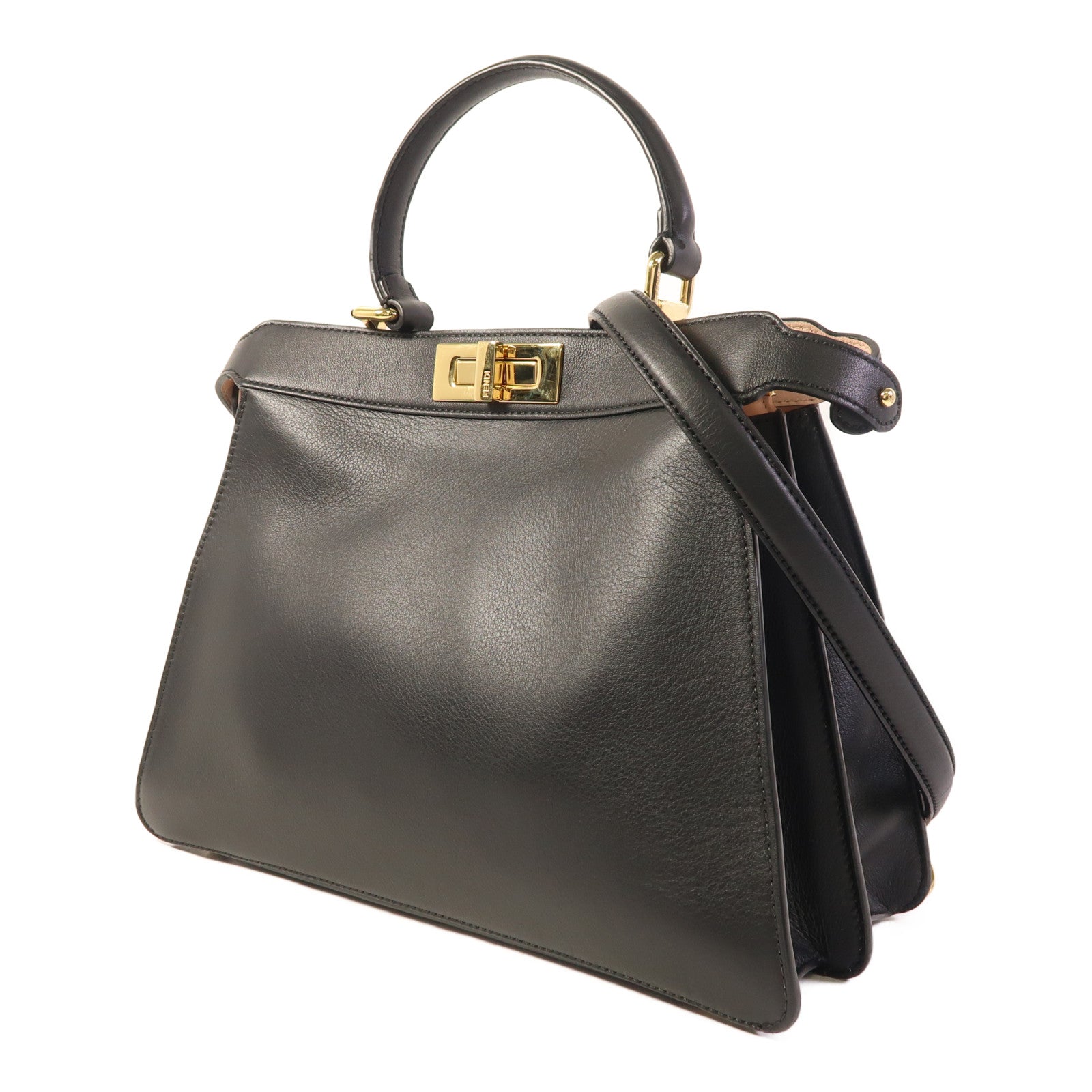 FENDI 牛皮皮革Peekaboo I See U Medium金扣手挽肩背兩用袋