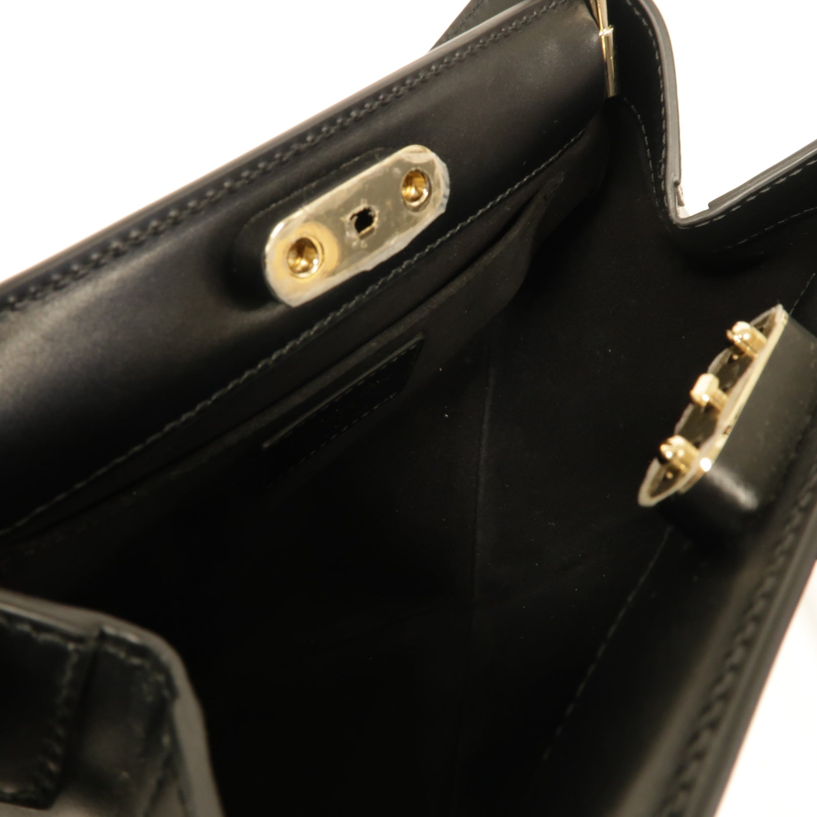 Dior 【激減優惠】牛皮皮革Small Key Bag金扣手挽袋黒色