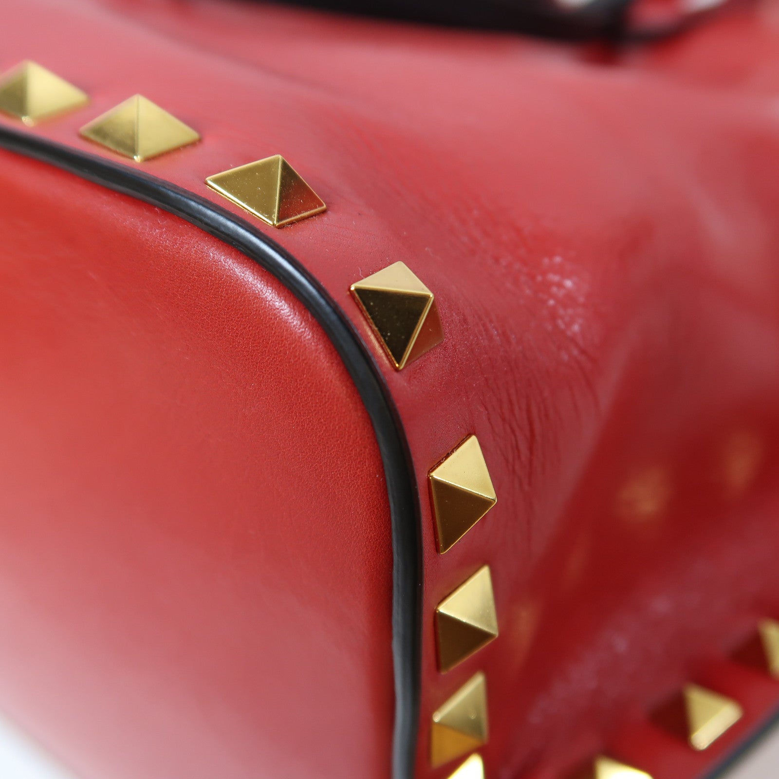 Valentino 【激減優惠】牛皮皮革2 Way Shoulder Bag金扣手挽肩背兩用袋紅色