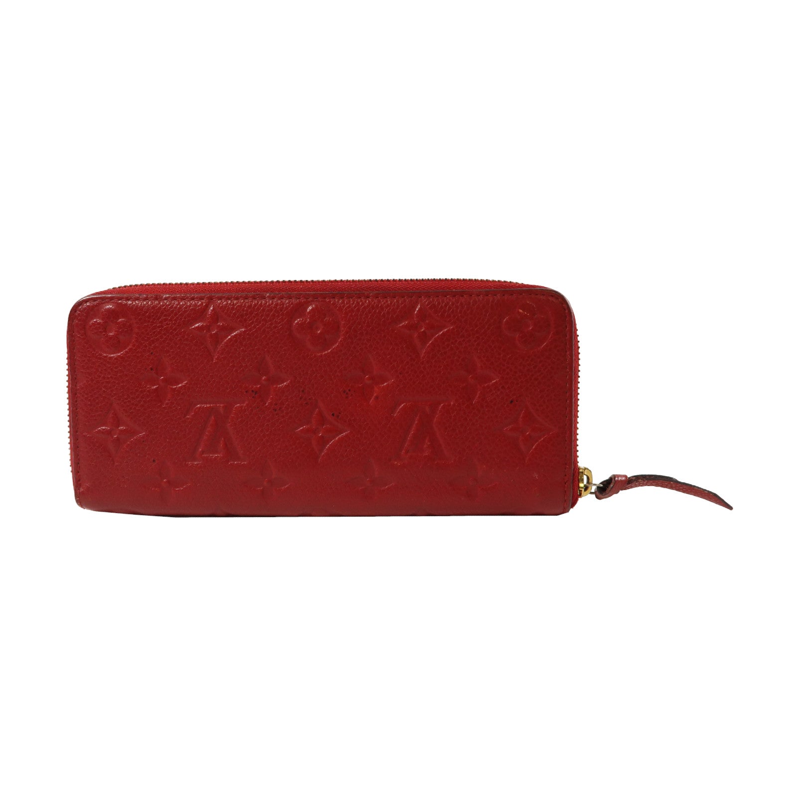 LOUIS VUITTON Monogram Empreinte Portofeuil Clemence Wallet金扣長錢包紅色