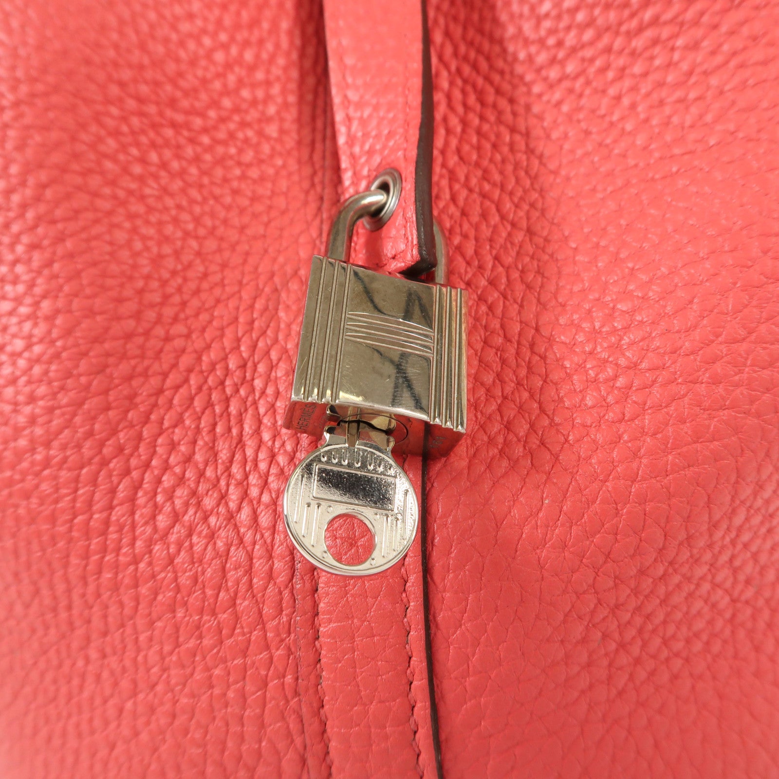 HERMES Clemence皮革Picotin PM銀扣手挽袋I6/Rose Extrem