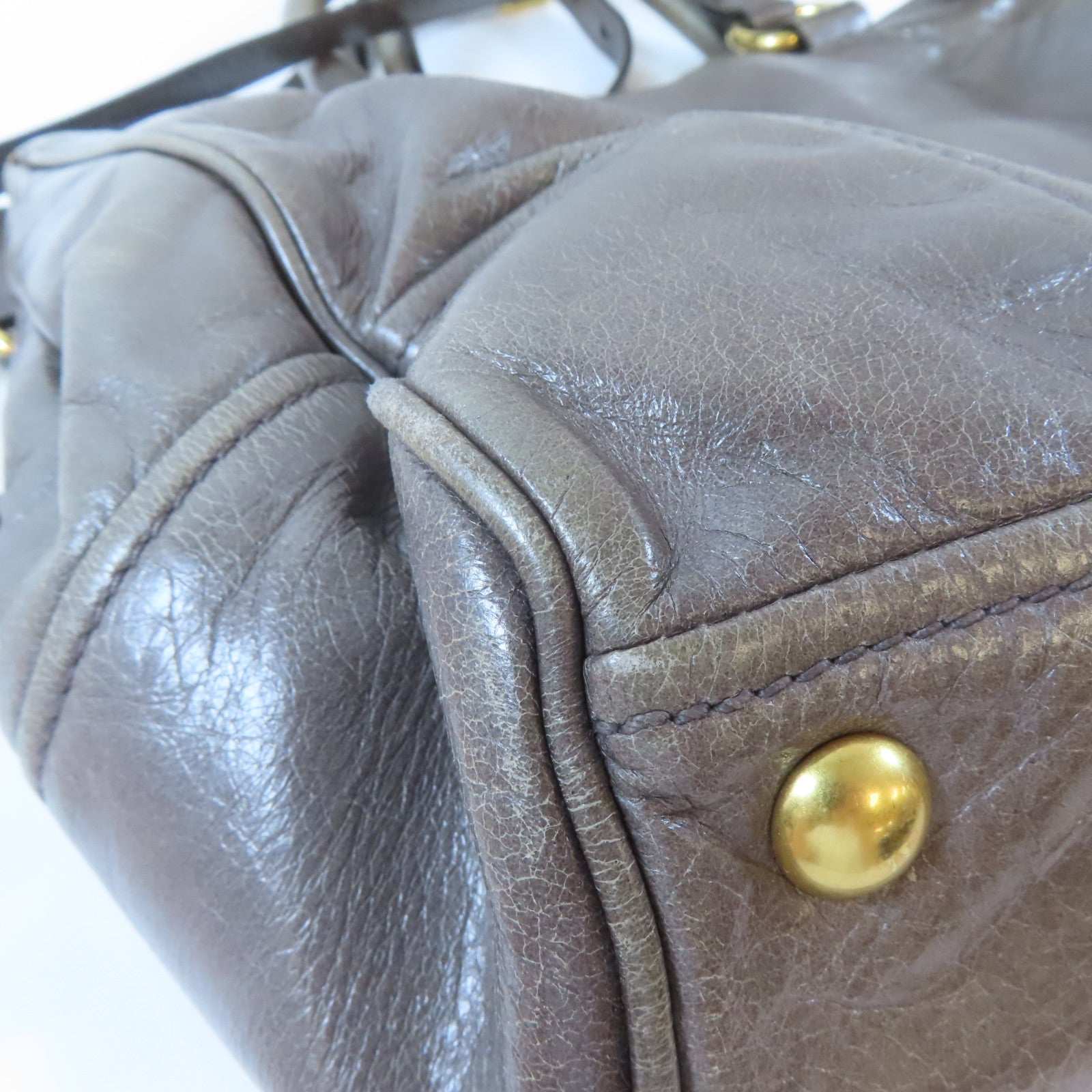 Miu Miu 牛皮皮革Shoulder Bag金扣手挽肩背兩用袋灰色