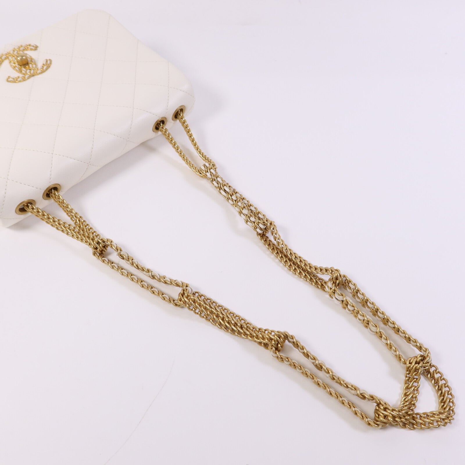 CHANEL 牛皮皮革Chain Shoulder Bag 金扣鏈帶肩背袋