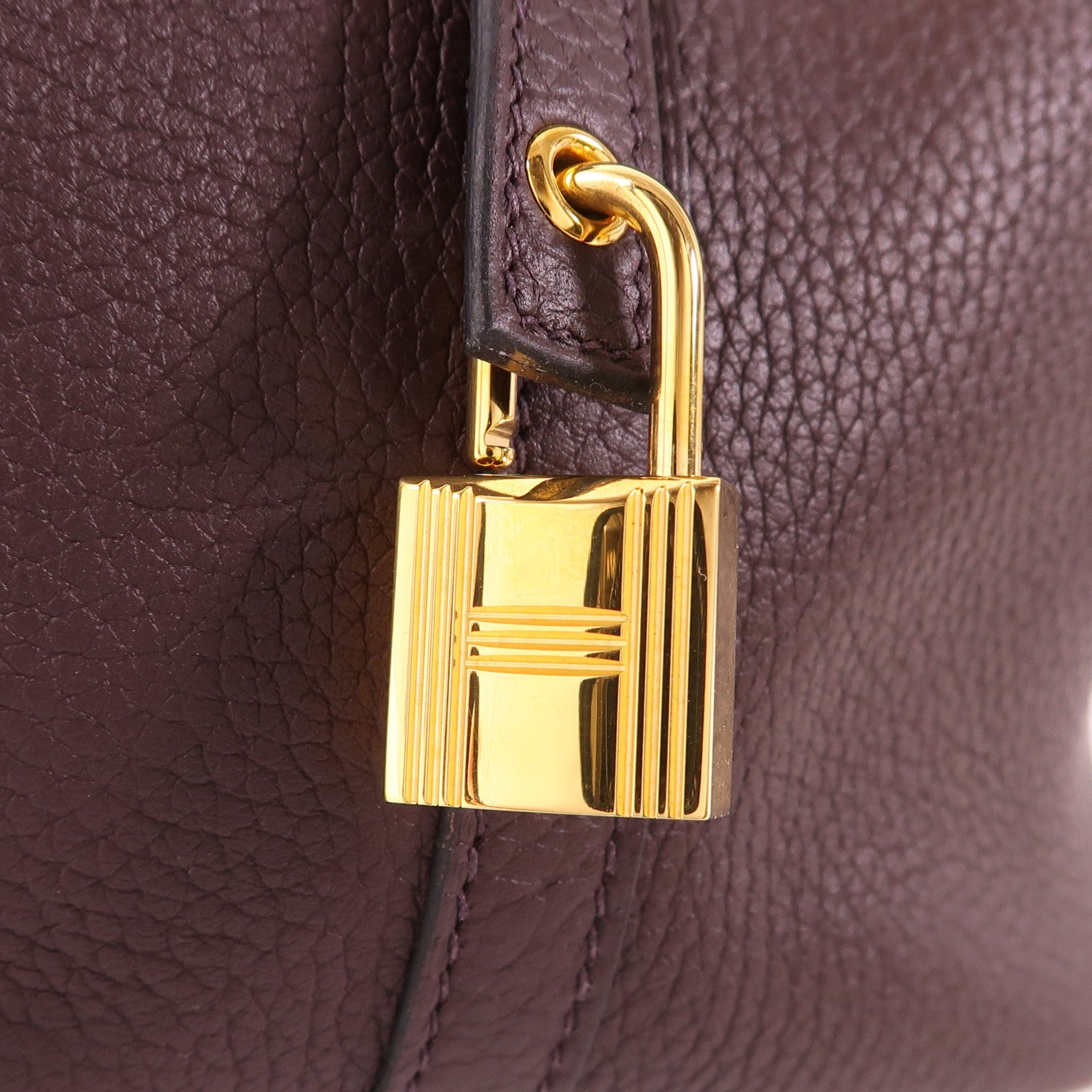 HERMES Clemence皮革Picotin MM金扣手挽袋Rouge Sellier