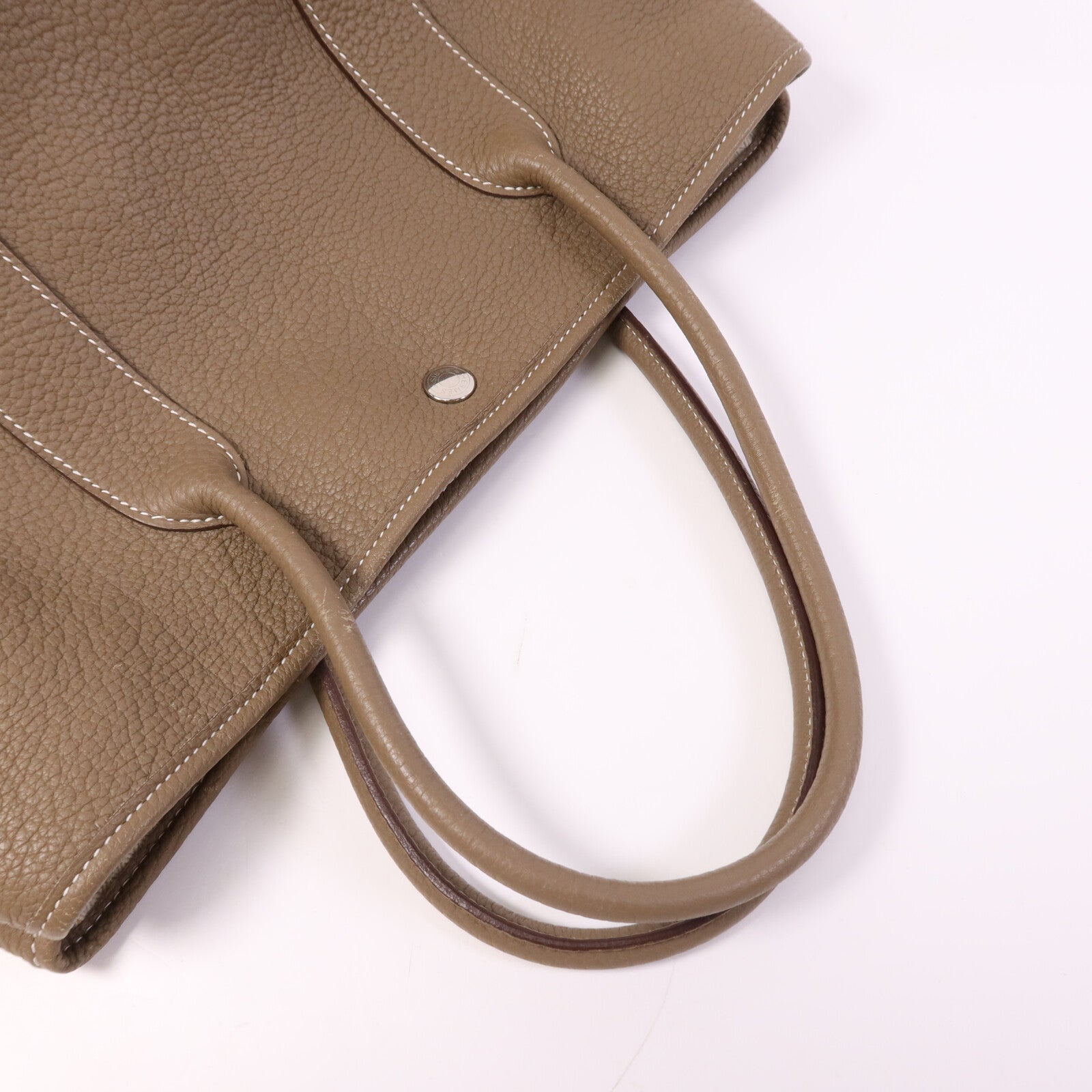 HERMES 【激減優惠】Clemence皮革Garden Party PM銀扣手挽袋