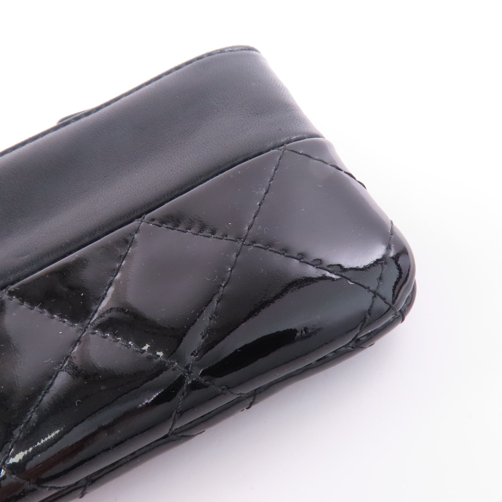 CHANEL 羊皮皮革/漆皮皮革Pouch銀扣手拿包