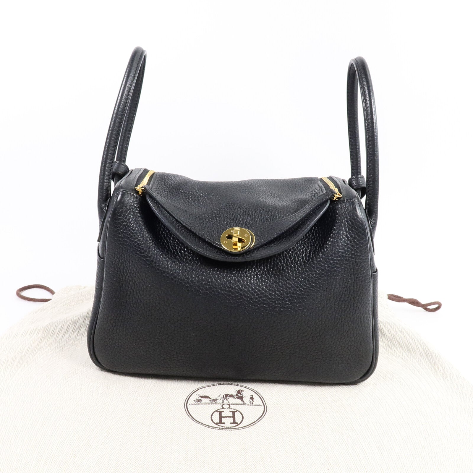 HERMES Clemence皮革Lindy 26手挽肩背兩用袋Noir