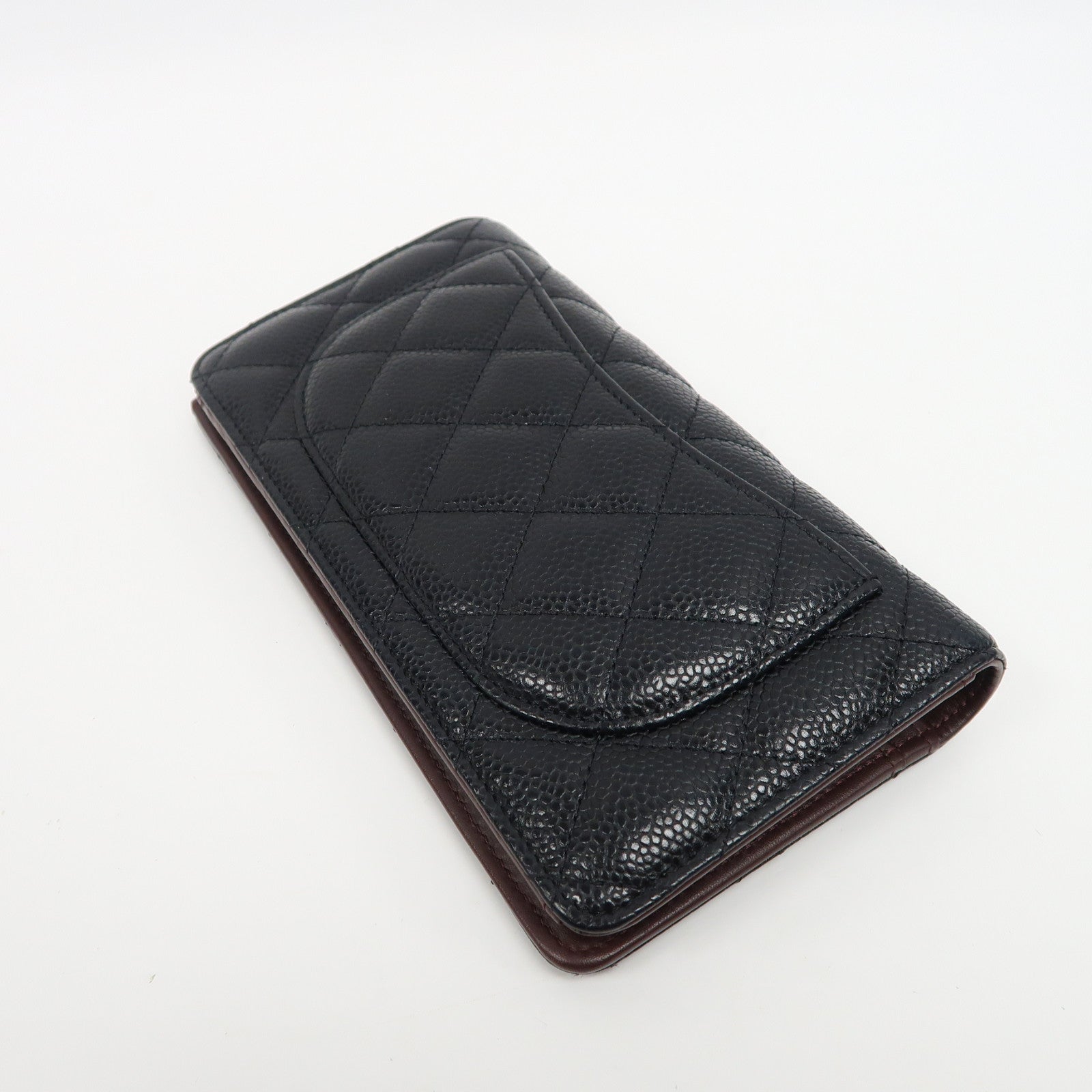CHANEL 菱格Caviar皮革Wallet銀扣長錢包黑色