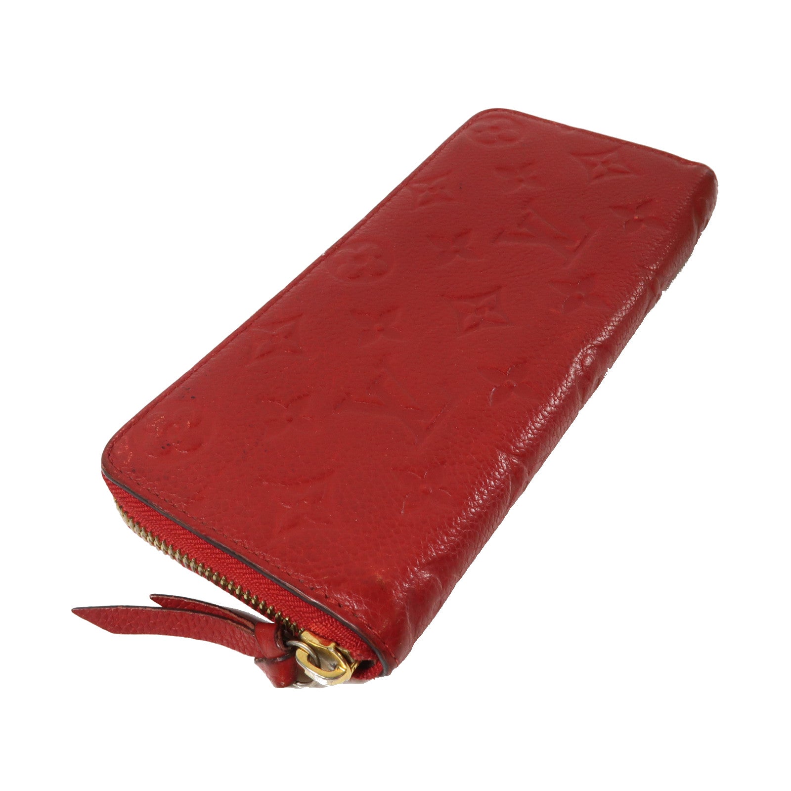 LOUIS VUITTON Monogram Empreinte Portofeuil Clemence Wallet金扣長錢包紅色