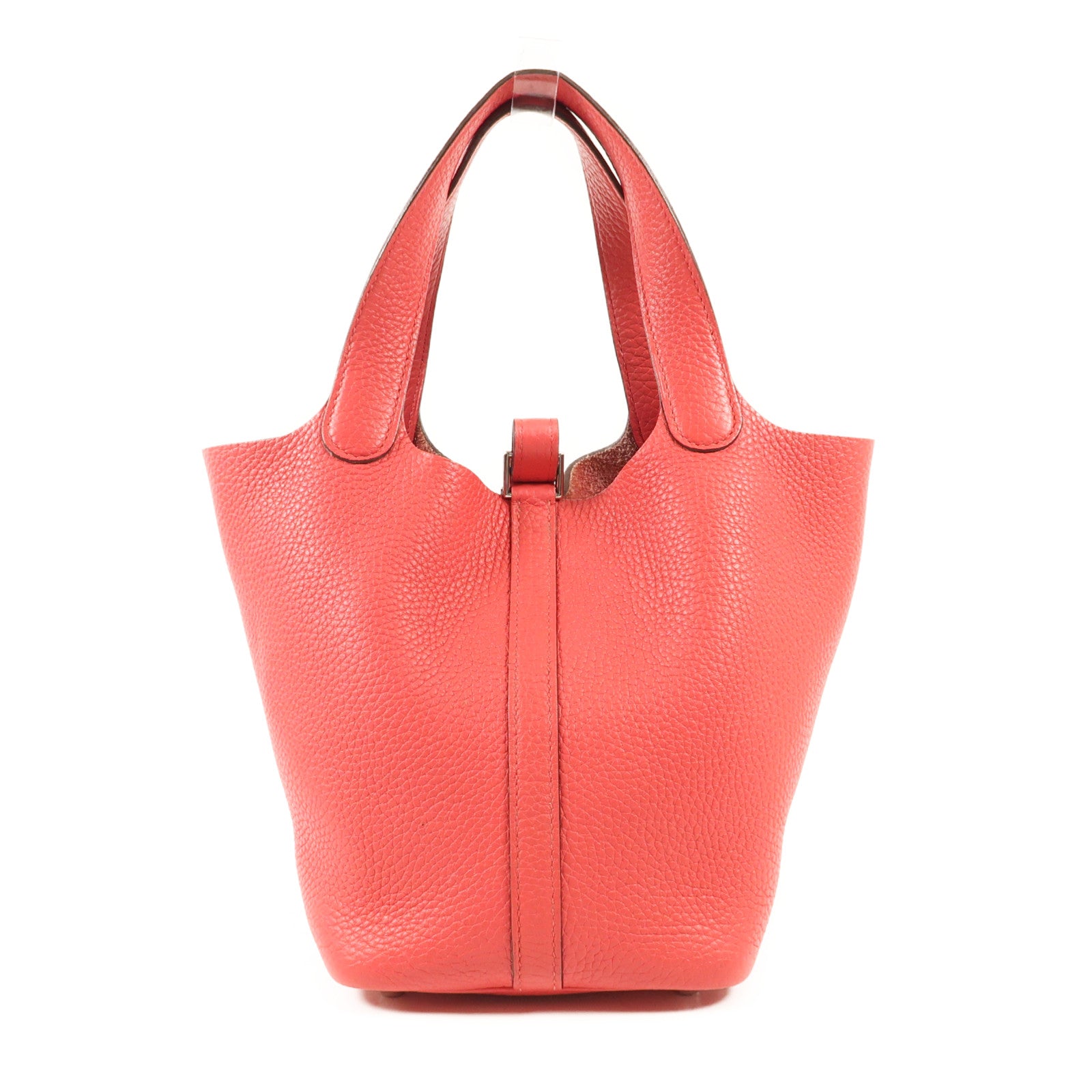 HERMES Clemence皮革Picotin PM銀扣手挽袋I6/Rose Extrem